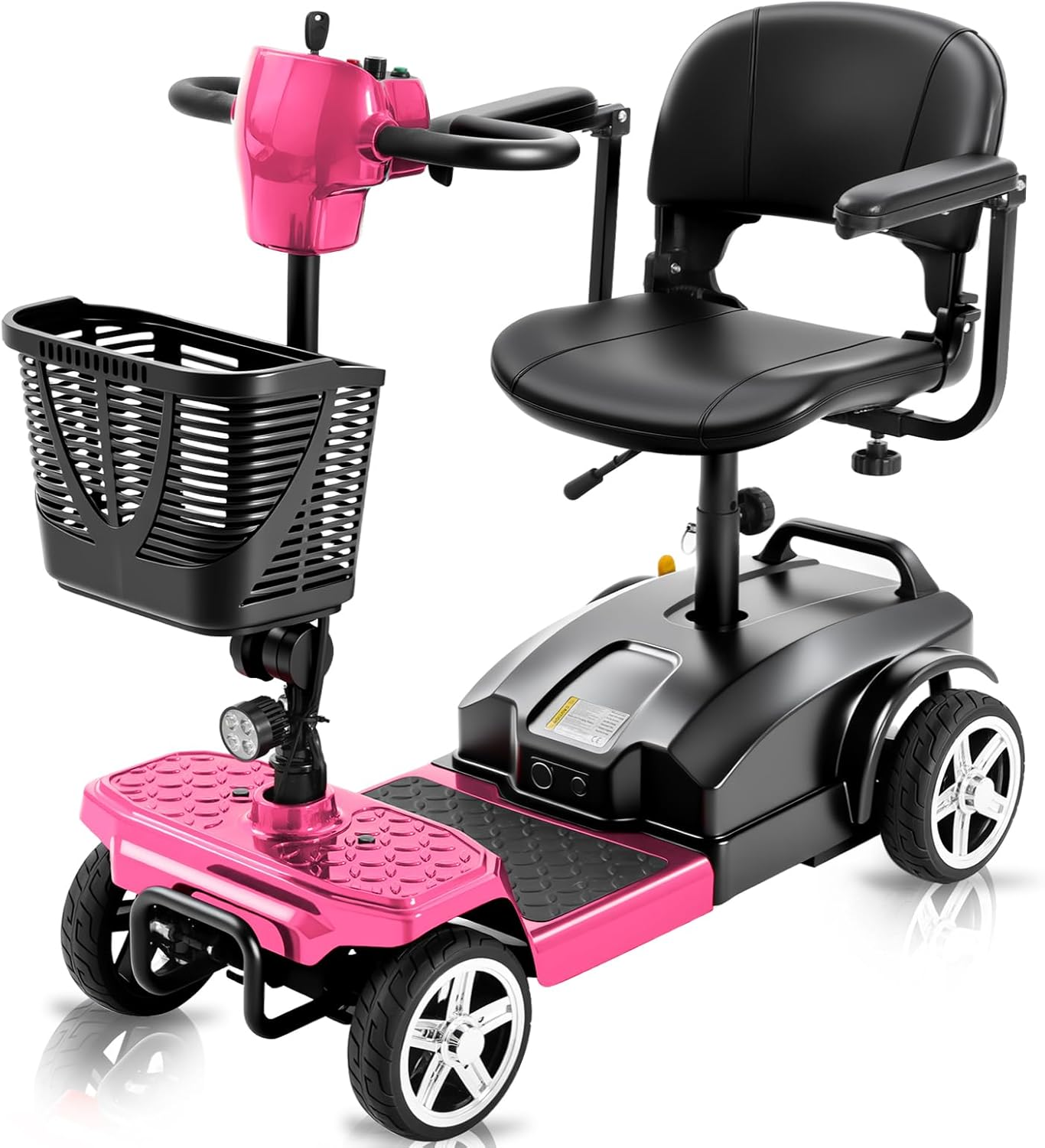 Mobigogo M1 4-Wheel Mobility Scooter for Adults & Seniors, 15-Mile Range, 350W Motor, 8" Tires, Dual Baskets, Compact Portable Design