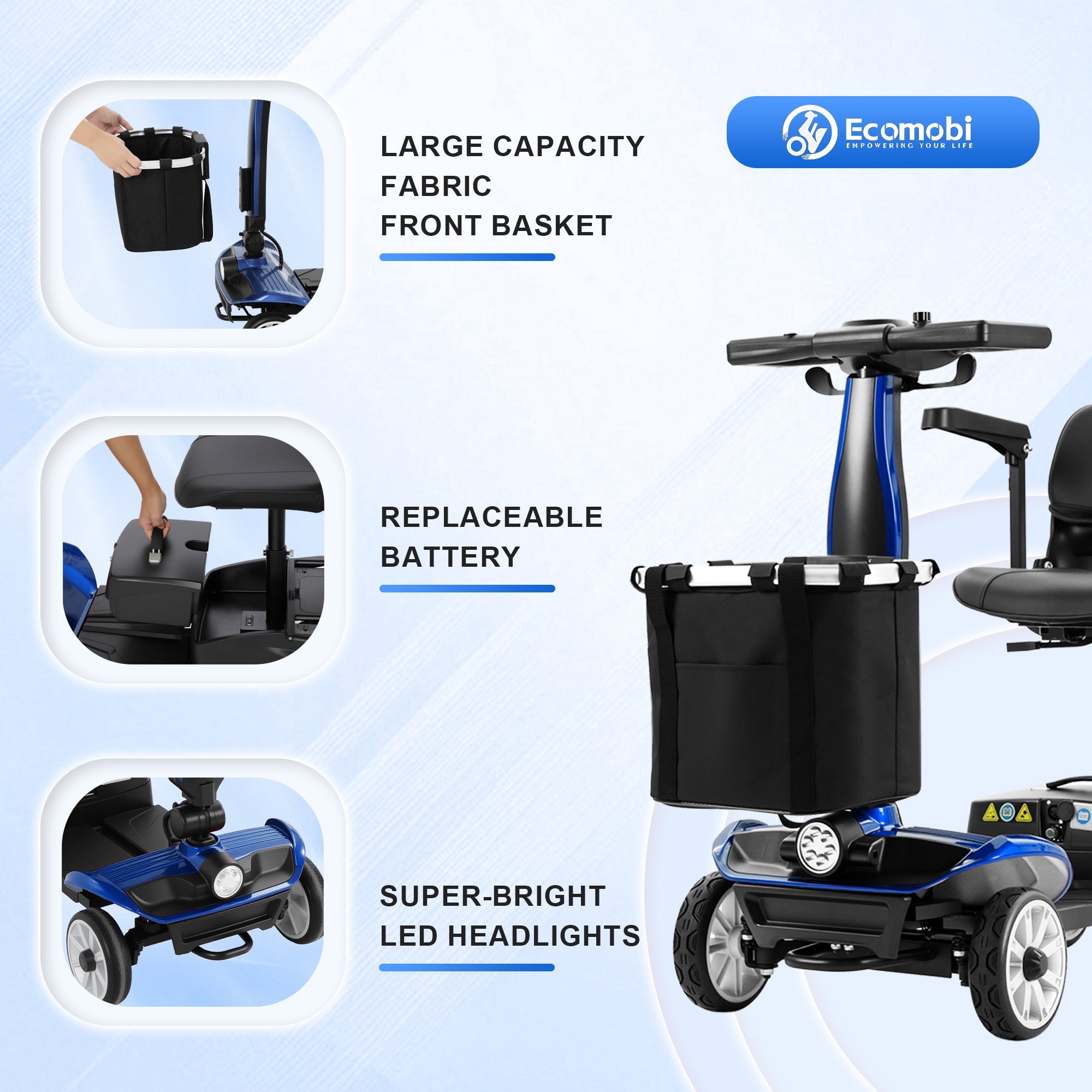 Mobigogo MS01 PRO 4-Wheel Foldable Mobility Scooter for Seniors – 15-Mile Range, 330 lbs Capacity, Lightweight & Travel Friendly