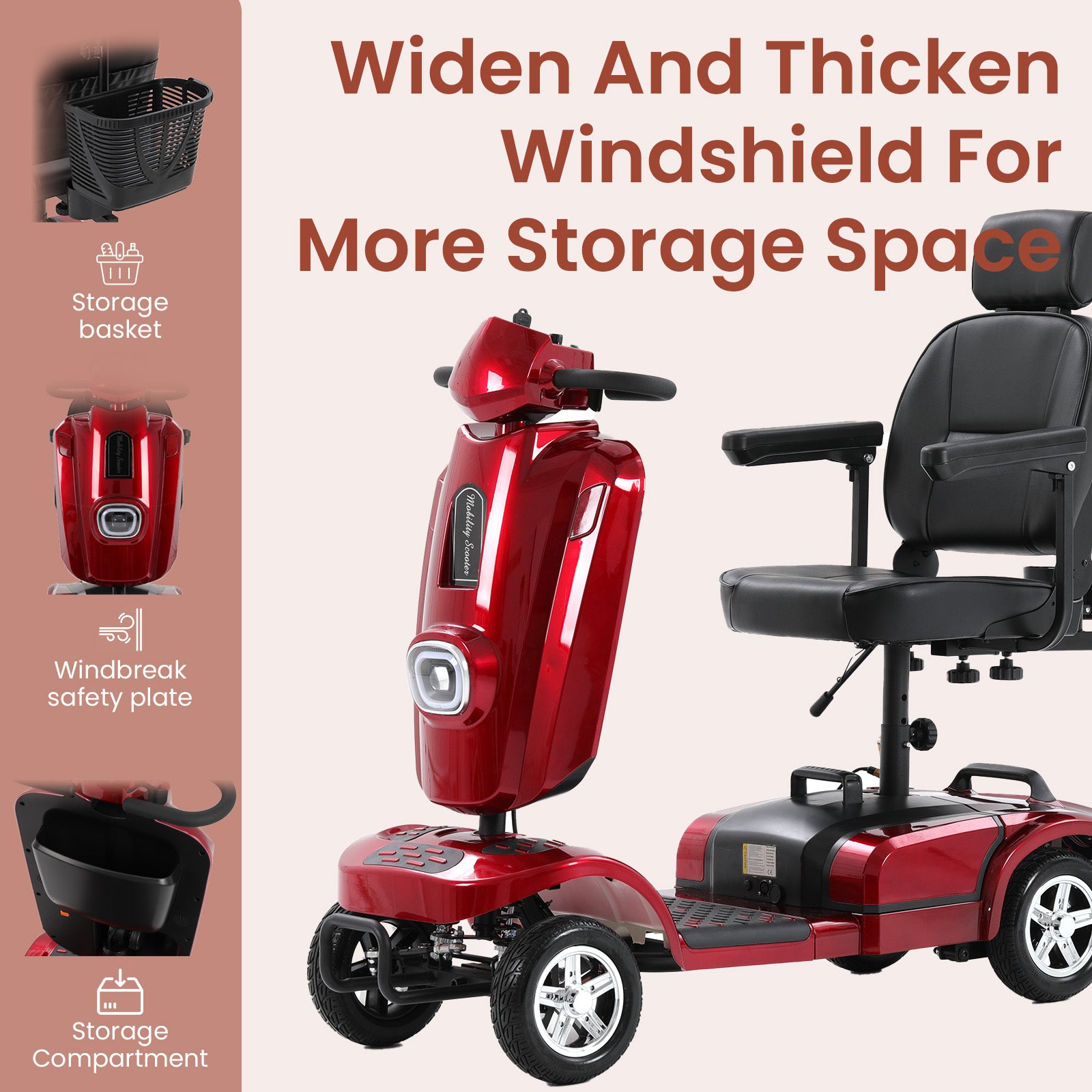 Mobigogo™ MS02 Plus Heavy-Duty Mobility Scooter for Seniors – 16/26-Mile Range | 400 lbs Capacity