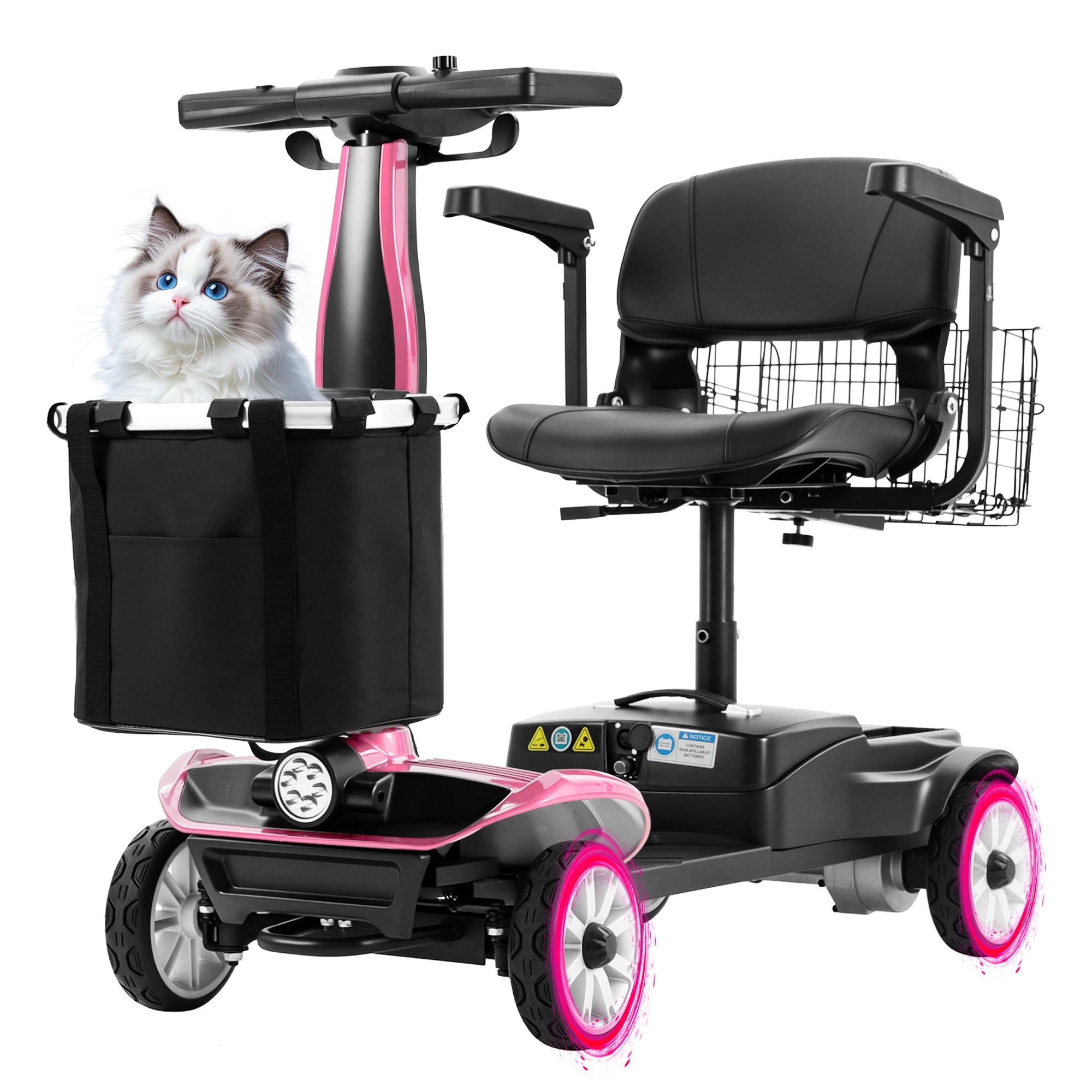 Mobigogo MS01 PRO 4-Wheel Foldable Mobility Scooter for Seniors – 15-Mile Range, 330 lbs Capacity, Lightweight & Travel Friendly