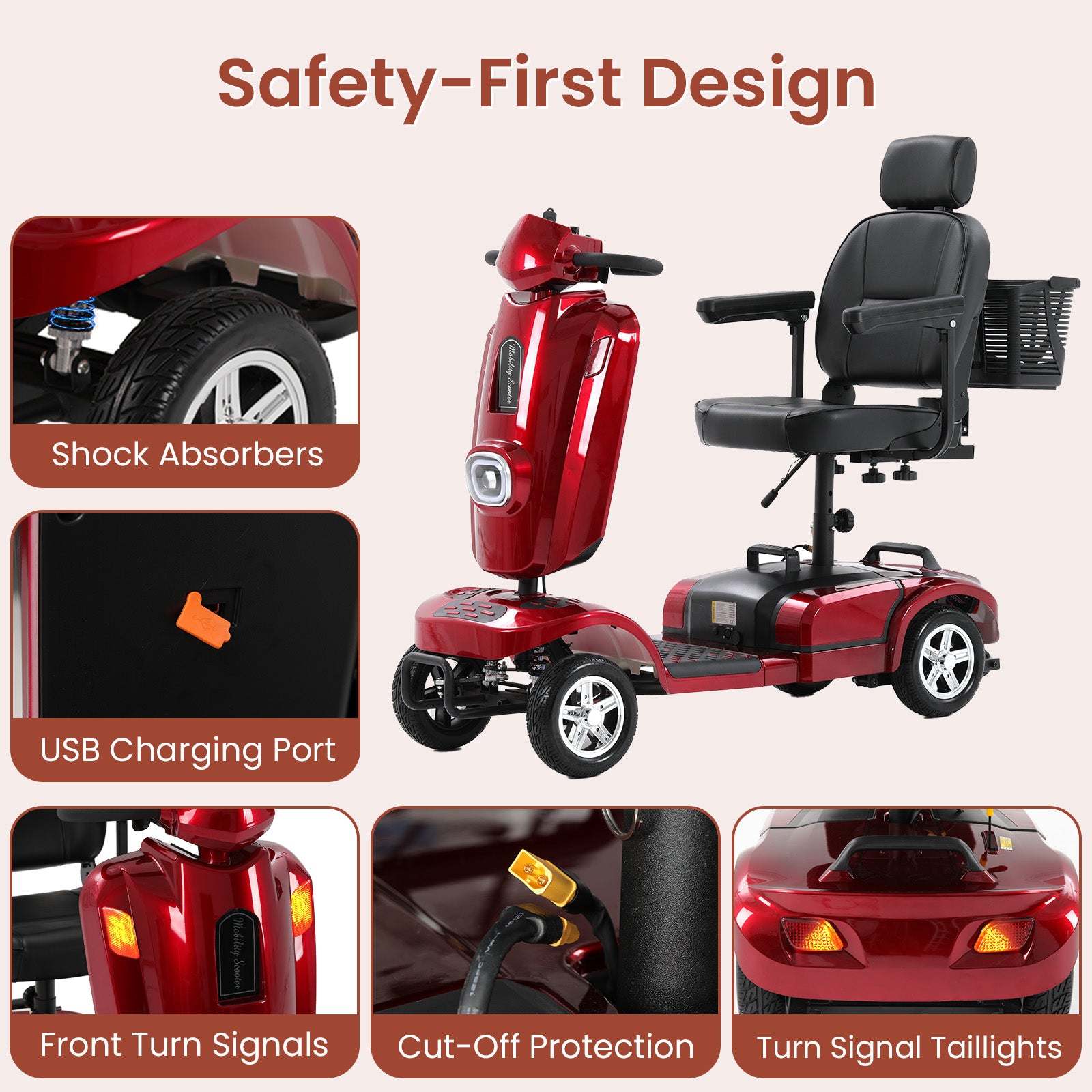 Mobigogo™ MS02 Plus Heavy-Duty Mobility Scooter for Seniors – 16/26-Mile Range | 400 lbs Capacity