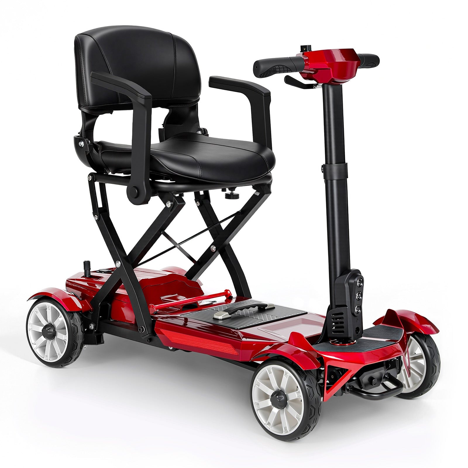 Mobigogo M4 4-Wheel Manual Foldable Mobility Scooter for Seniors – Ultra-Compact & Portable, Up to15-20 Mi Range