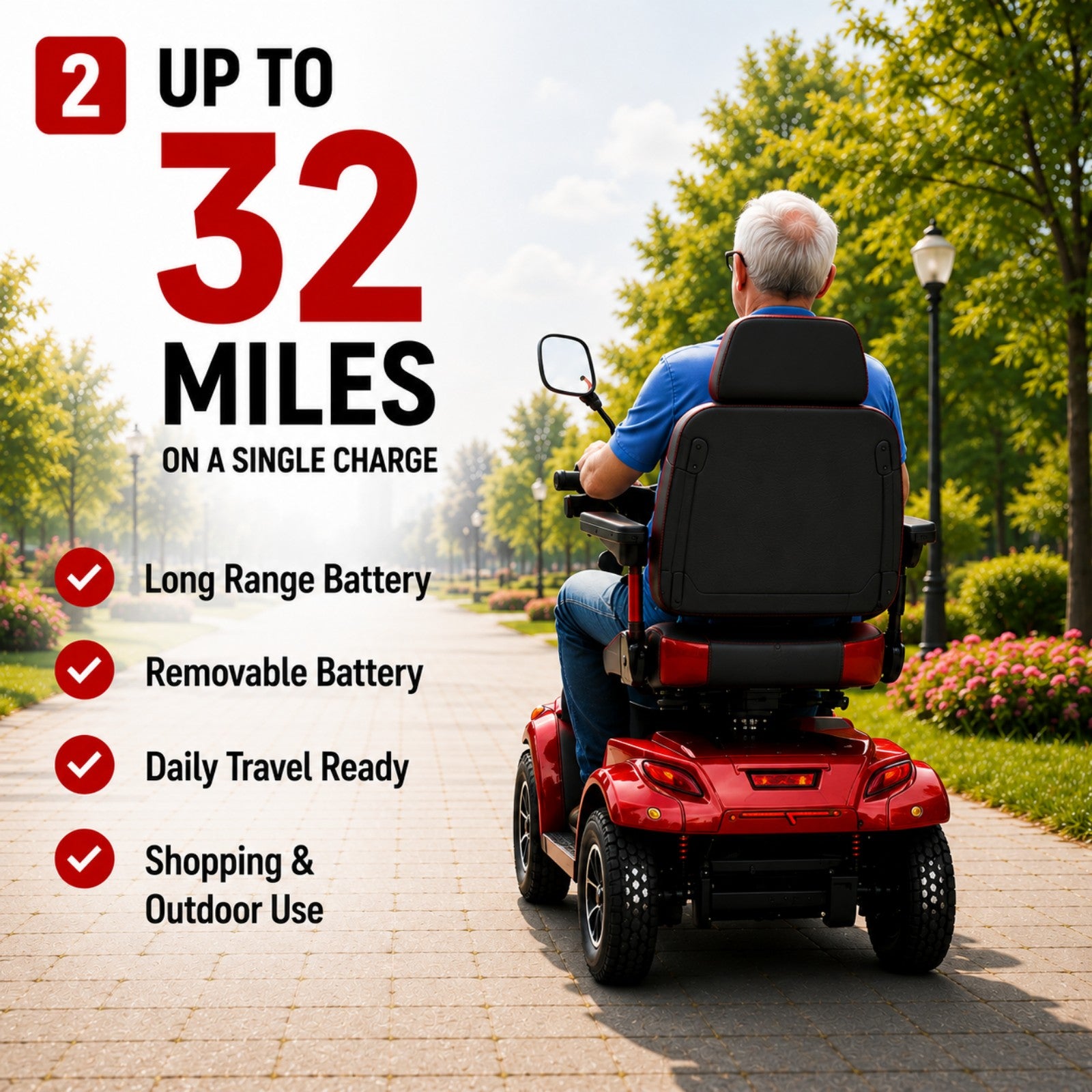 Mobigogo MG03 MAX Heavy-Duty Mobility Scooter for Seniors – 32-Mile Range | 550 lbs Capacity