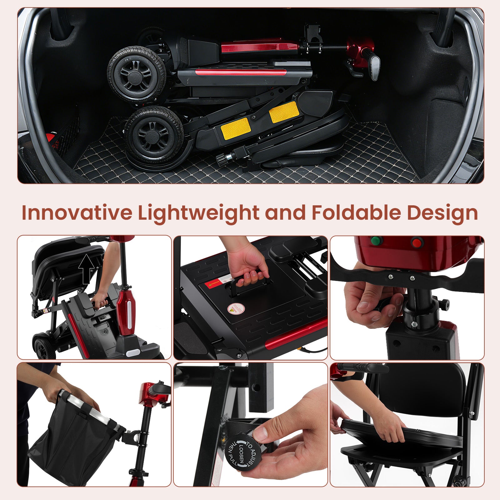 Mobigogo™ MS02-F Ultra Automatic Folding Mobility Scooter for Seniors – 15-Mile Range | 330 lbs Capacity | Airline Approved