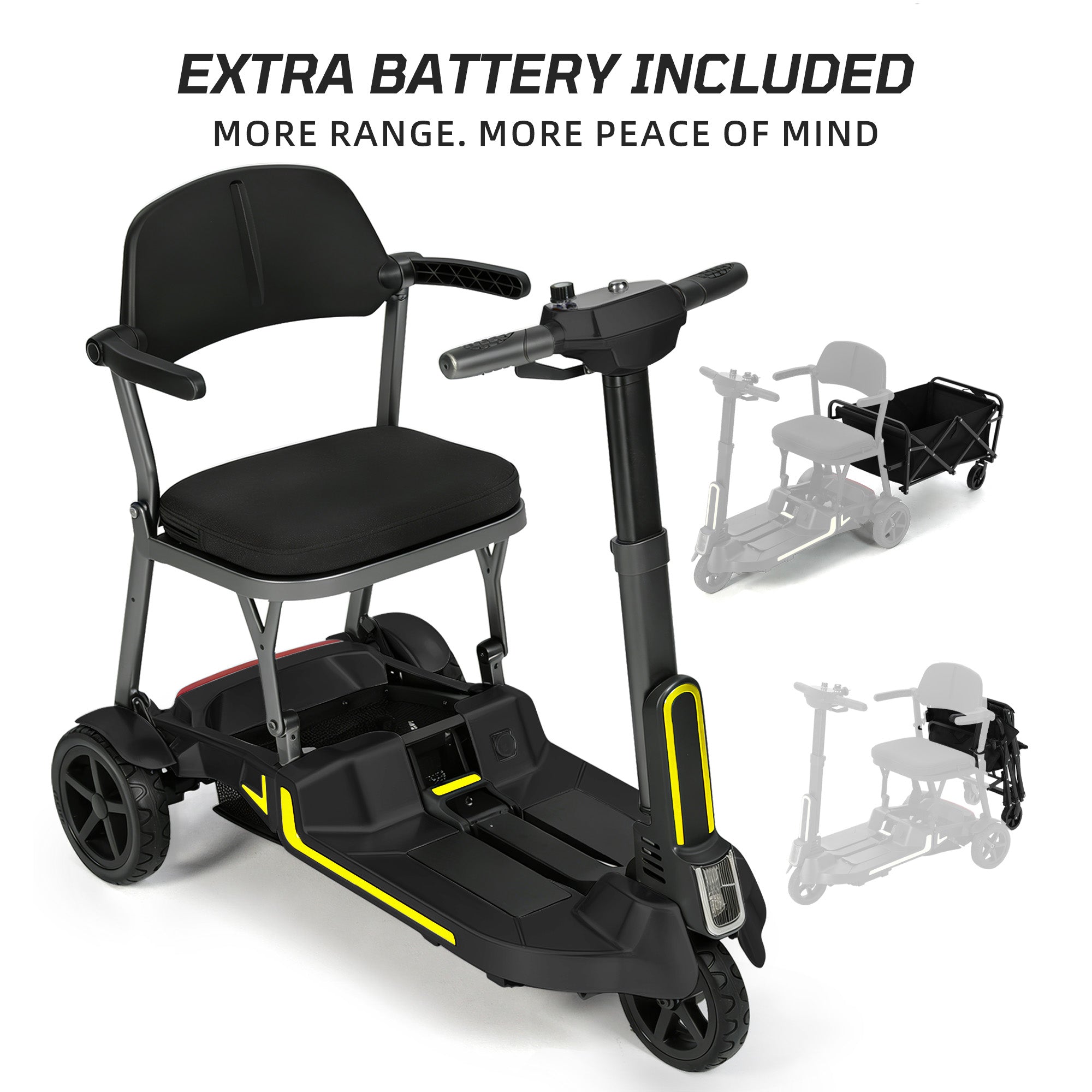 【Introducing the All-New】Mobigogo MG3 Lightweight Foldable Mobility Scooter for Seniors – 30 lbs, 33" Turning Radius, 20/32-Mile Range
