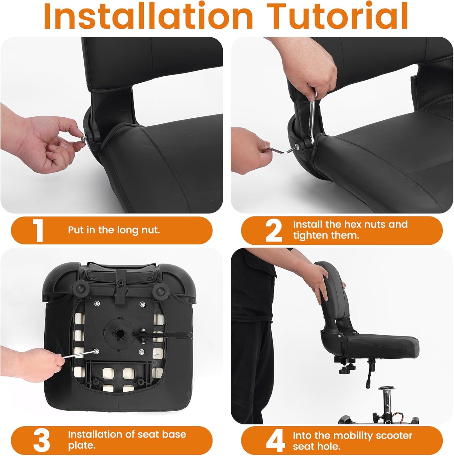 Mobigogo Mobility Scooter Replacement Seat - for MS02/MS02PRO Models, Foldable for Portability and Waterproof, 8 cm Thick Cushion for Comfort