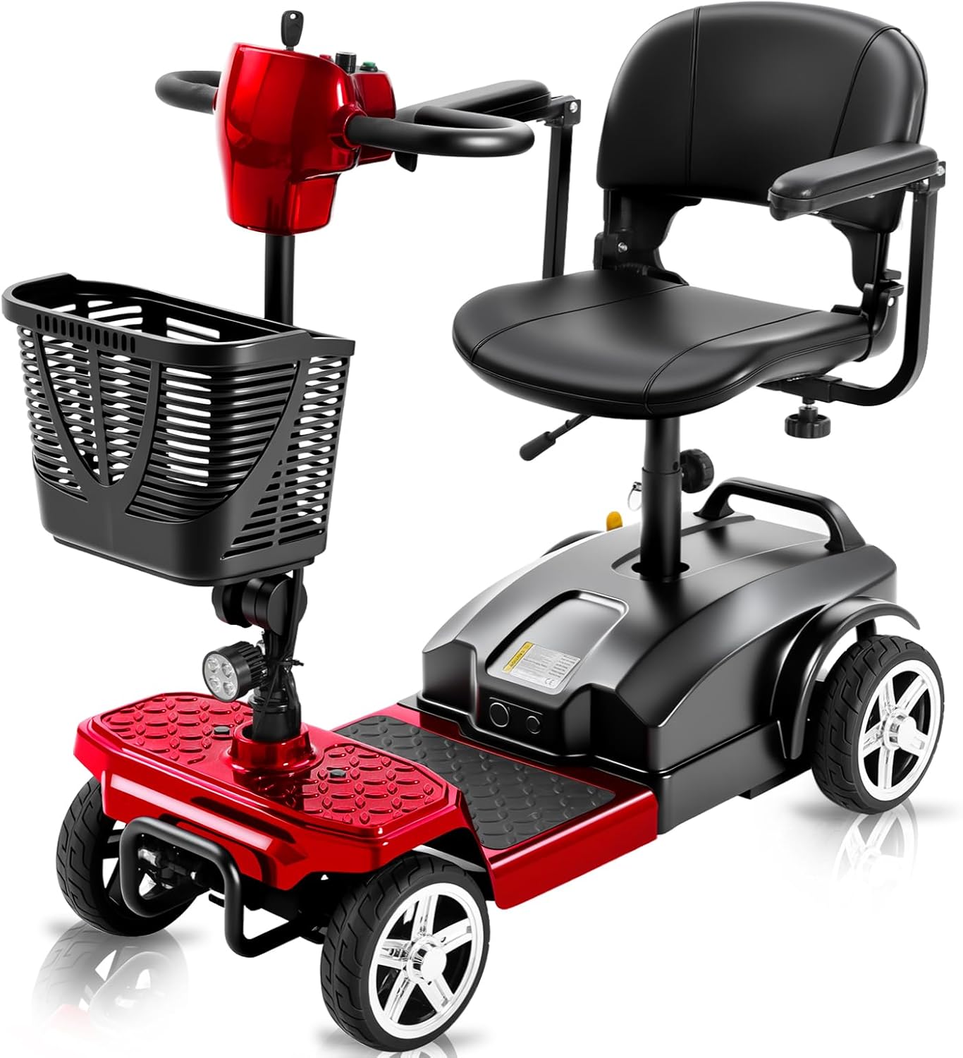 Mobigogo M1 4-Wheel Mobility Scooter for Adults & Seniors, 15-Mile Range, 350W Motor, 8" Tires, Dual Baskets, Compact Portable Design