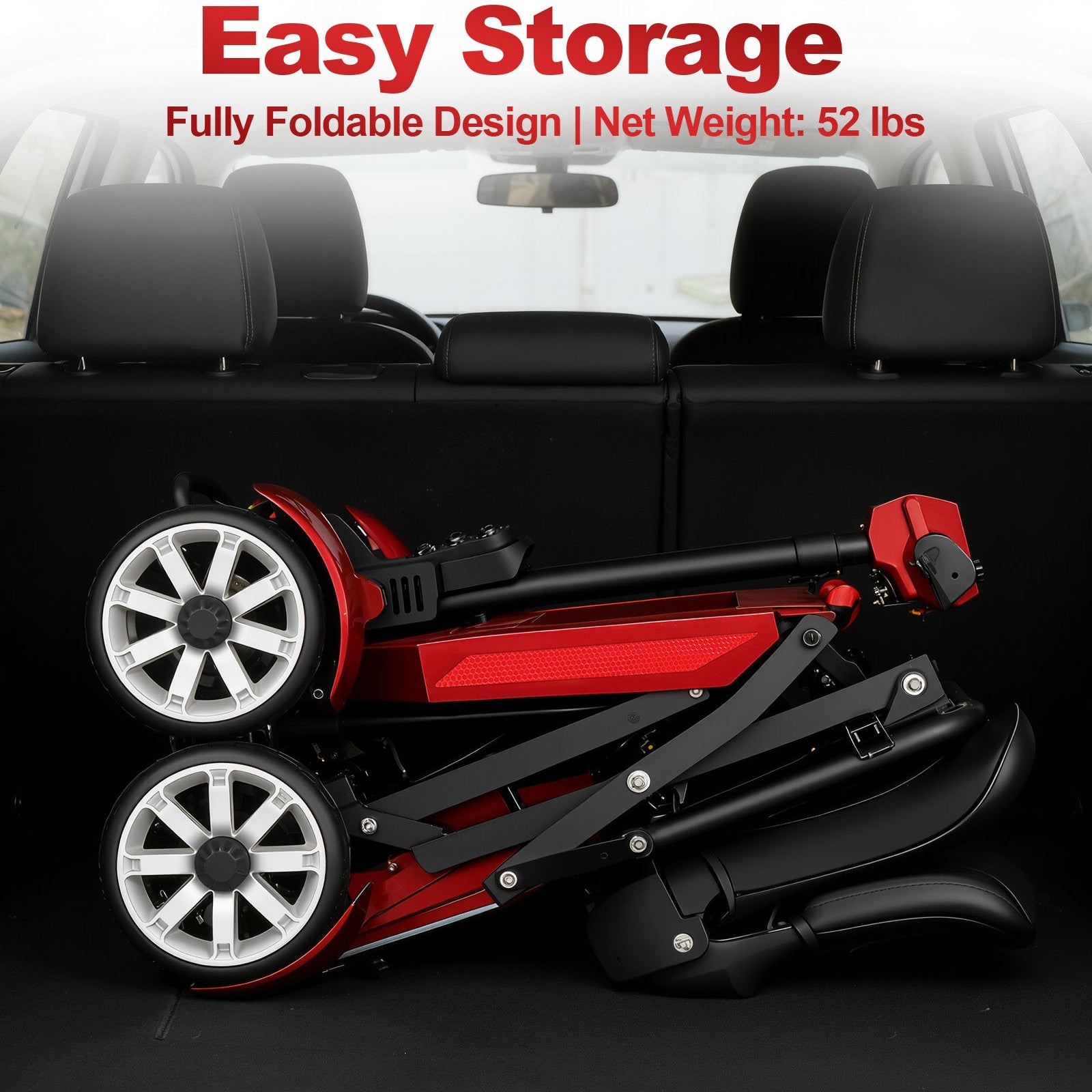 Mobigogo M4 4-Wheel Manual Foldable Mobility Scooter for Seniors – Ultra-Compact & Portable, Up to15-20 Mi Range