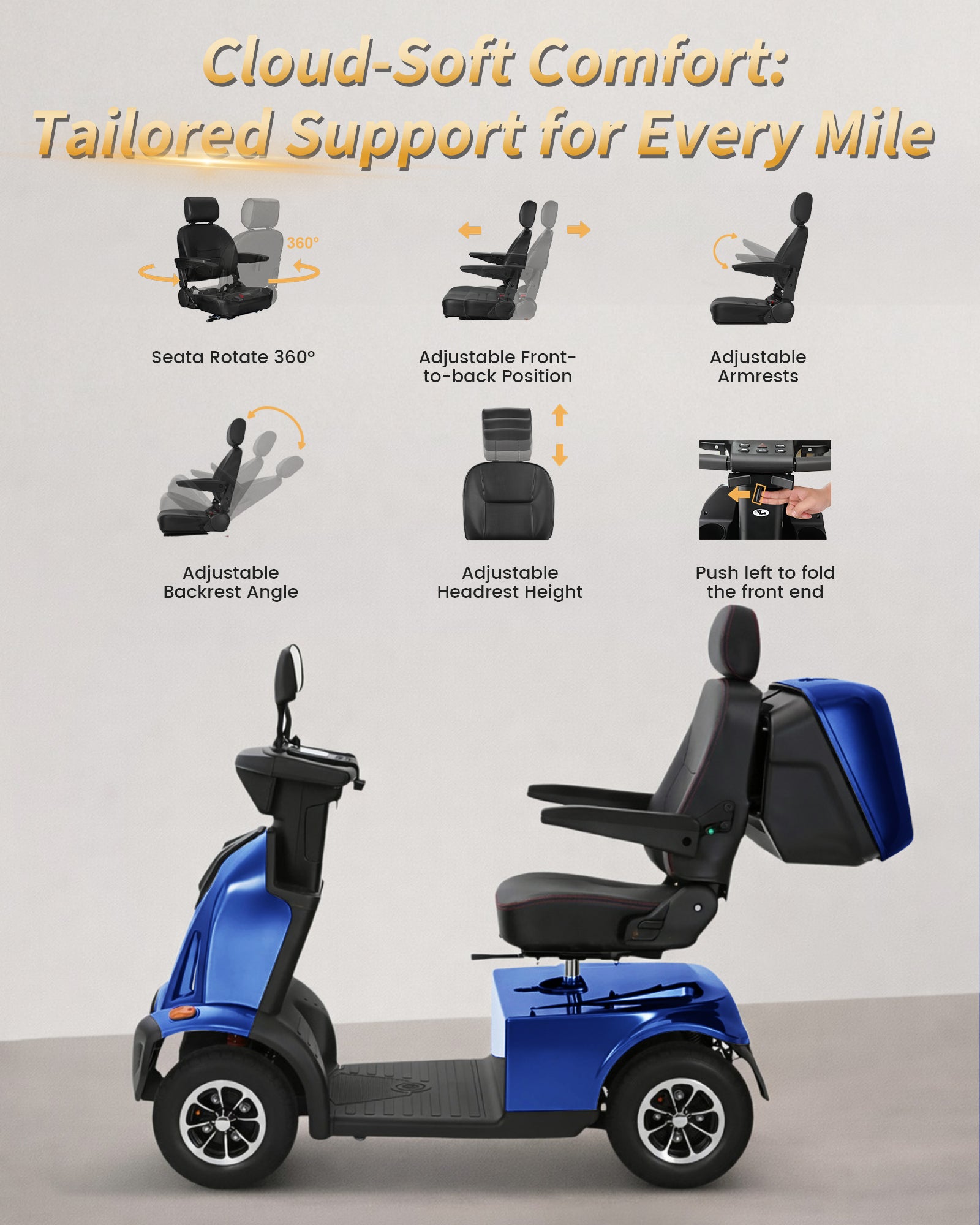 Mobigogo MS03 MAX Heavy-Duty Mobility Scooter for Seniors – 32-Mile Range | 550 lbs Capacity
