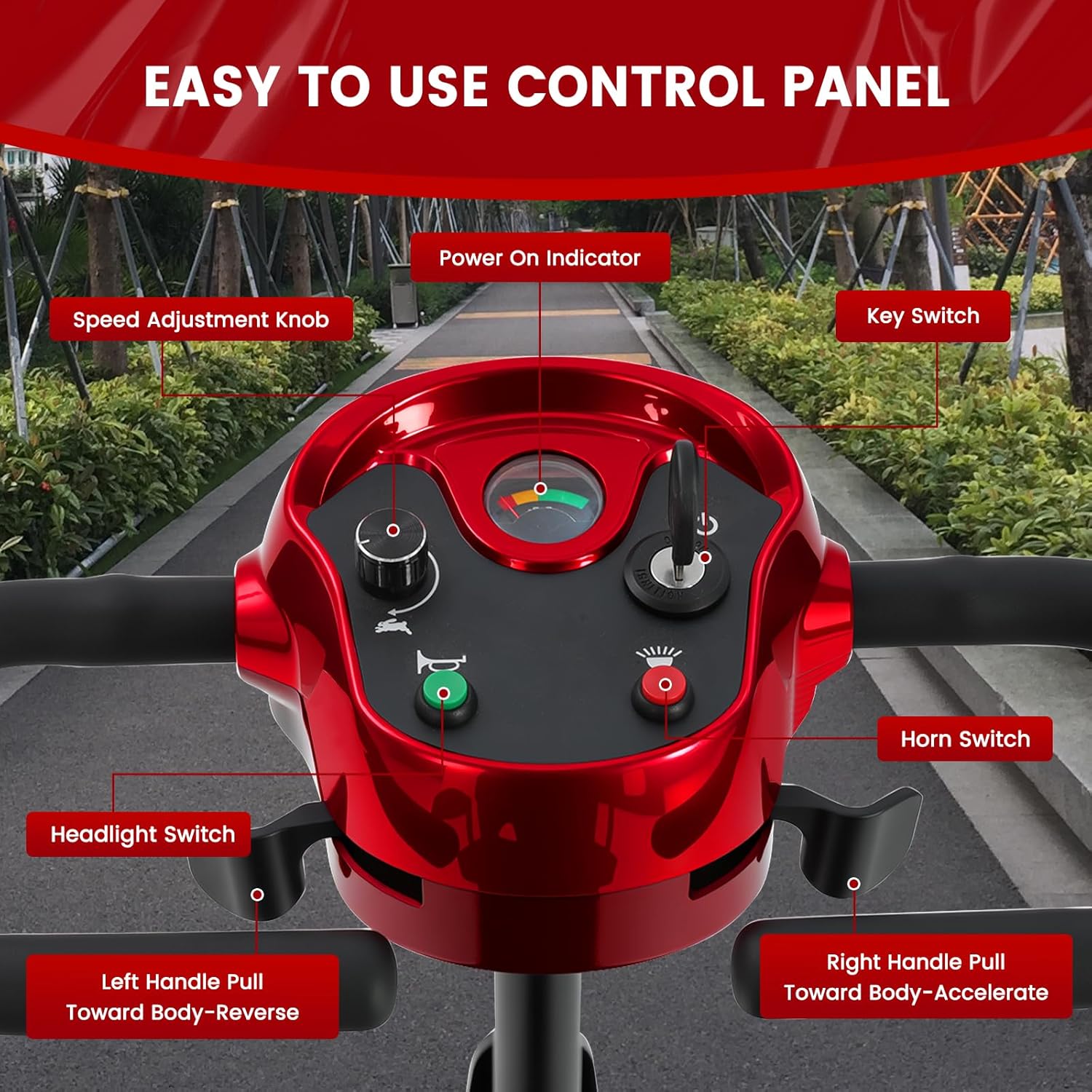 Mobigogo M1 4-Wheel Mobility Scooter for Adults & Seniors, 15-Mile Range, 350W Motor, 8" Tires, Dual Baskets, Compact Portable Design