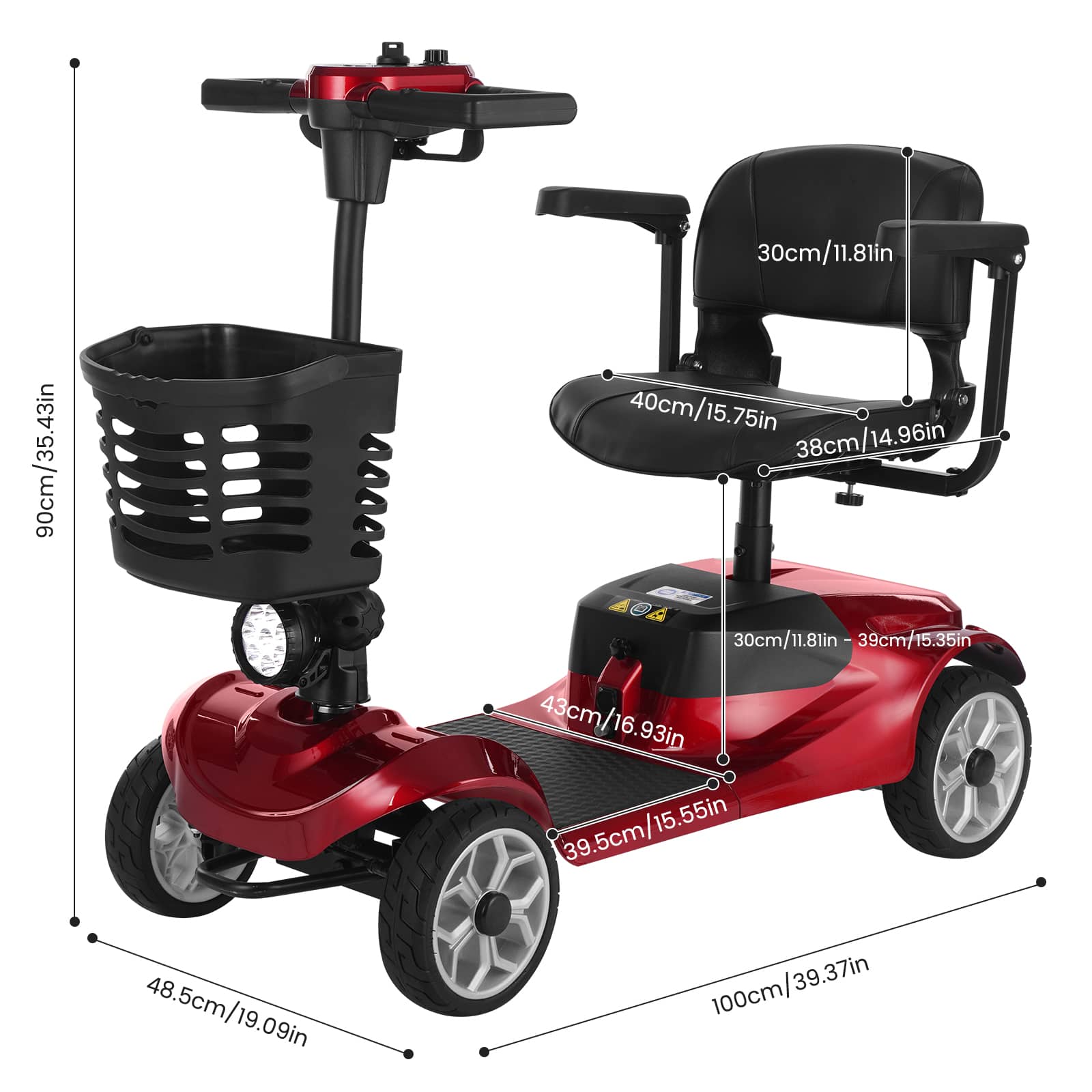 Mobigogo MS01 4-Wheel Foldable Mobility Scooter for Seniors – 15-Mile Range | 300 lbs Capacity