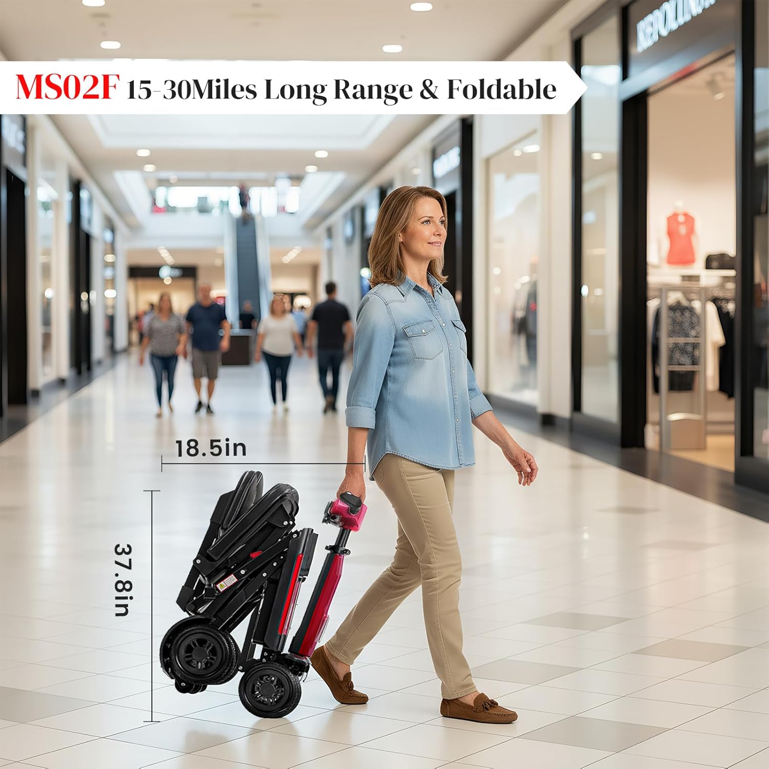 Mobigogo MS02 F Foldable Mobility Scooter for Seniors – 15/20/30-Mile Range | 330 lbs Capacity