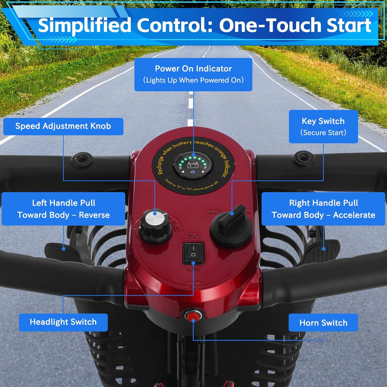 Mobigogo MS01 4-Wheel Foldable Mobility Scooter for Seniors – 15-Mile Range | 300 lbs Capacity