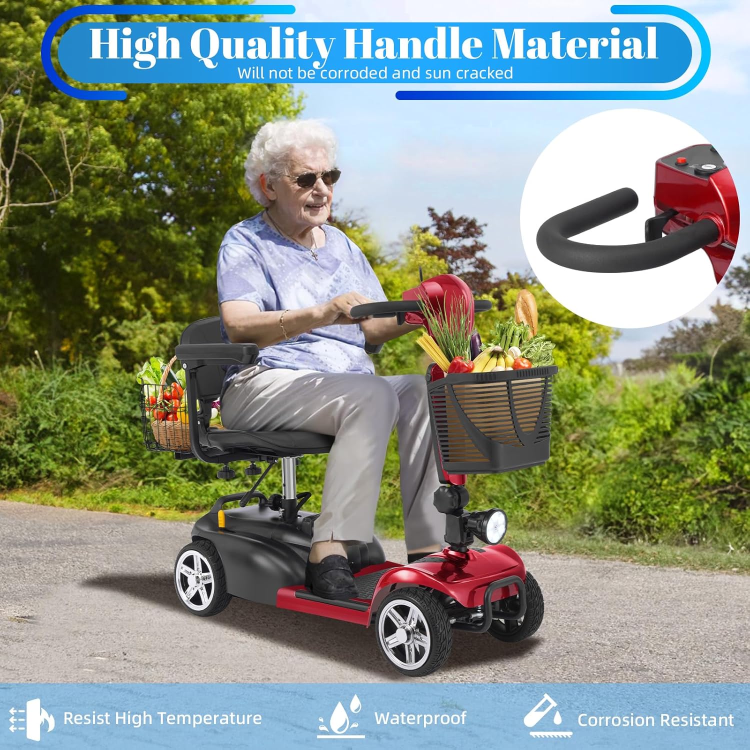 Mobigogo MS02 4-Wheel Mobility Scooter for Seniors – 30-Mile Range | 7 MPH Top Speed