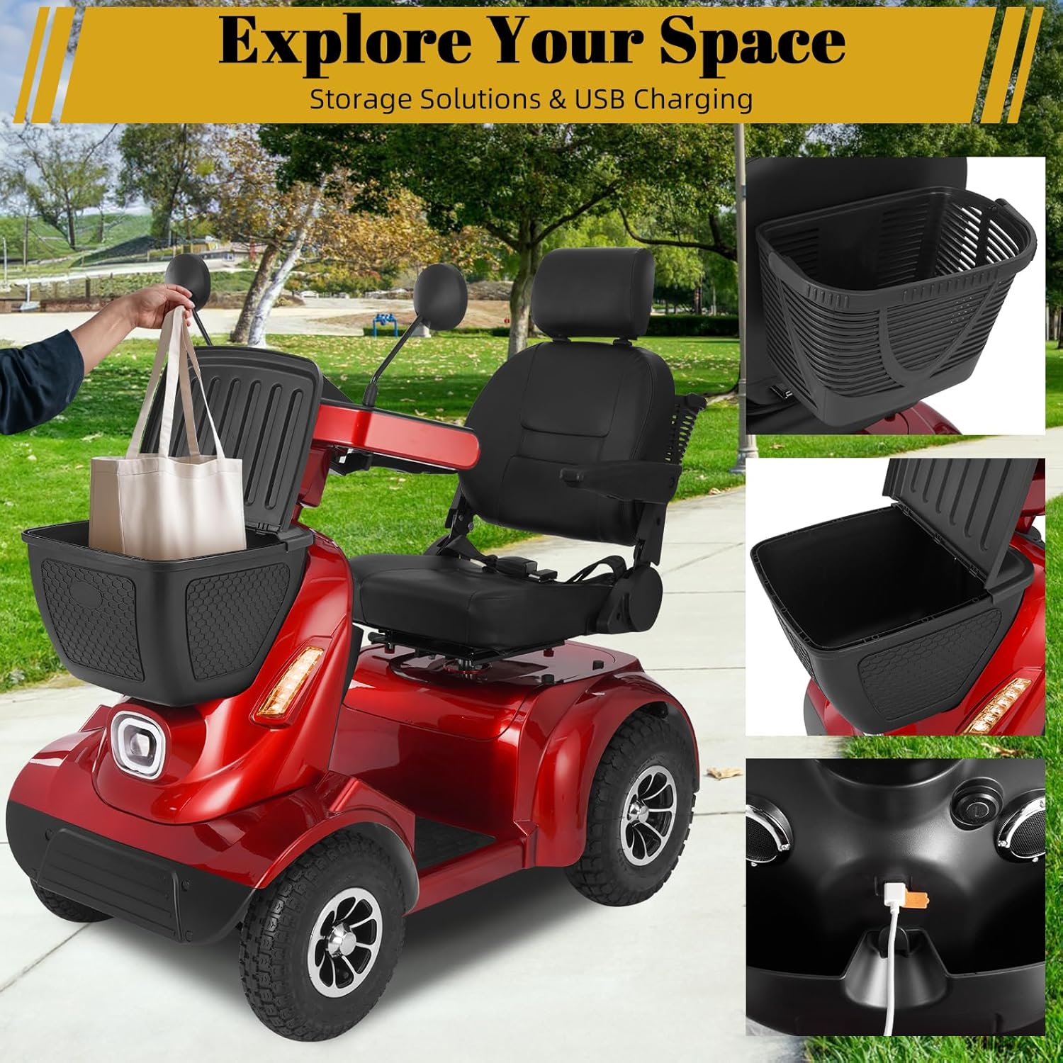 Mobigogo MS02 MAX Heavy-Duty Mobility Scooter for Seniors – 32-Mile Range | 500 lbs Capacity