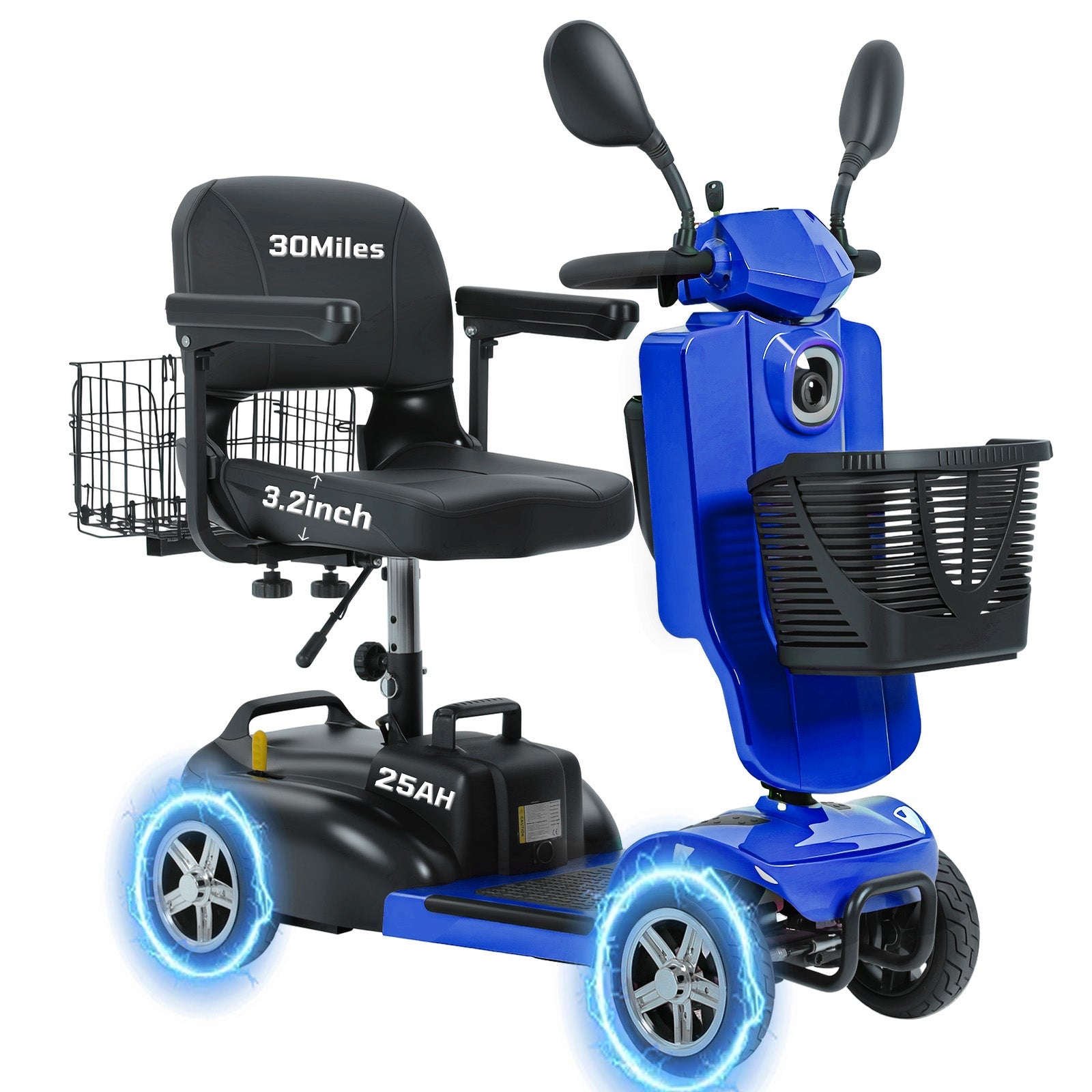 Mobigogo MS02 Pro Foldable Mobility Scooter for Seniors – 30-Mile Range | Multi-Storage Design