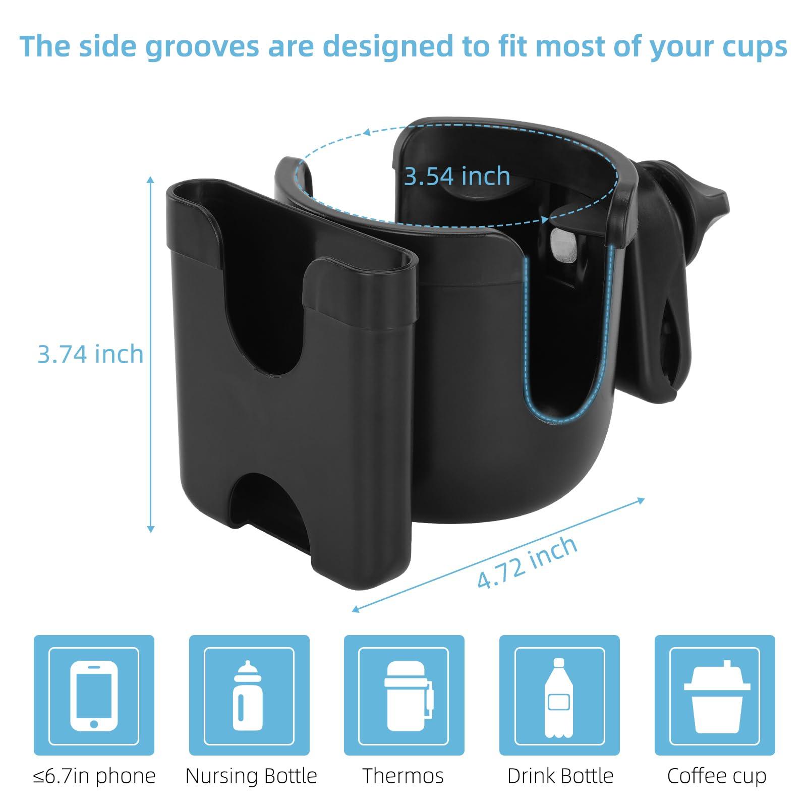 Mobigogo Multifunctional Cup Holder - 360° Rotating with Phone Holder | For Scooters & Wheelchairs