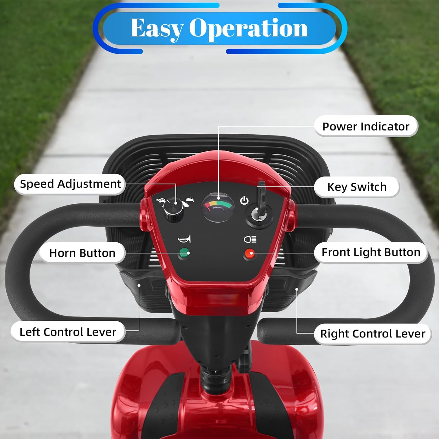 Mobigogo MS02 4-Wheel Mobility Scooter for Seniors – 30-Mile Range | 7 MPH Top Speed