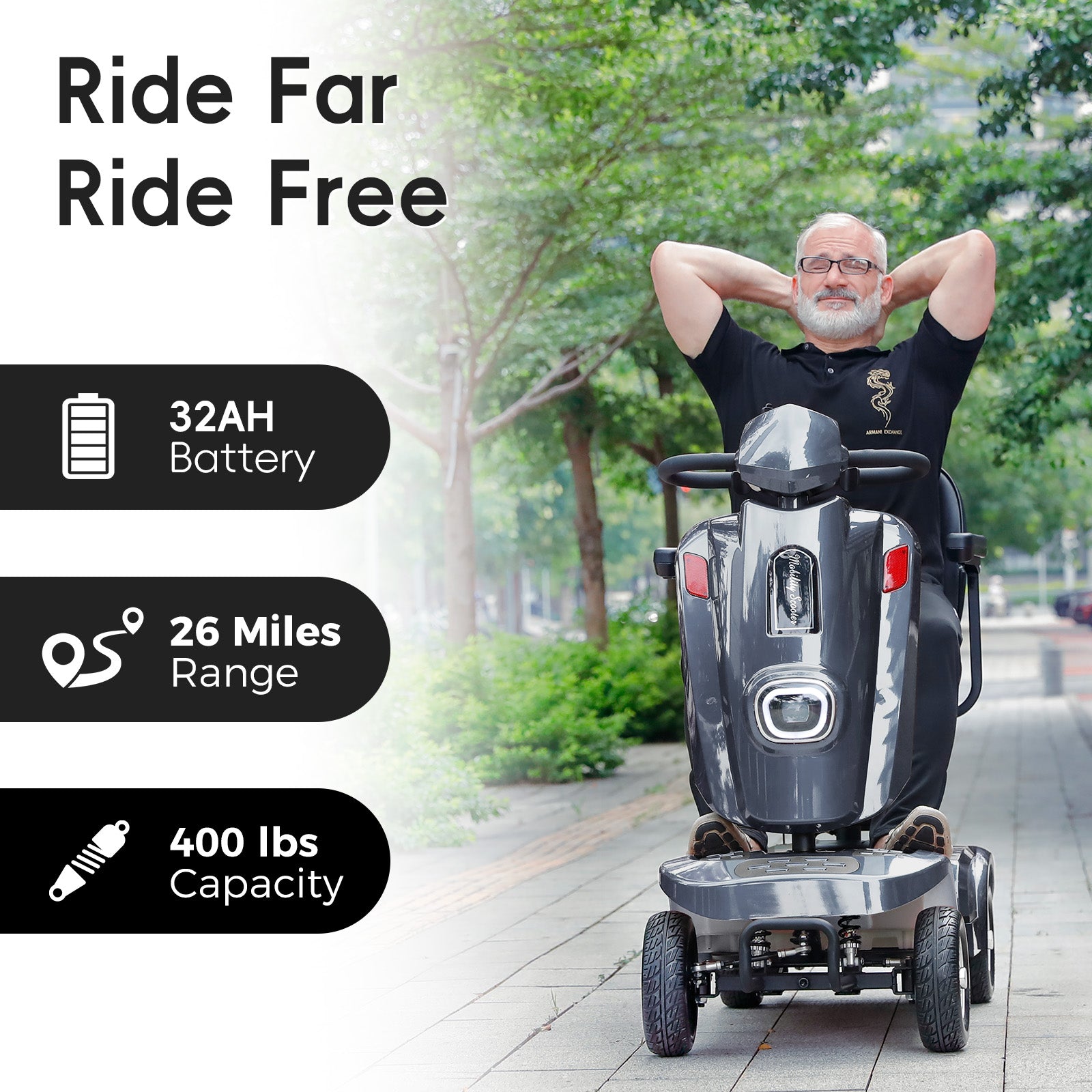 [In Production – Pre-Order Now] Mobigogo MS02 Plus Heavy-Duty Mobility Scooter for Seniors – 16/26-Mile Range | 400 lbs Capacity