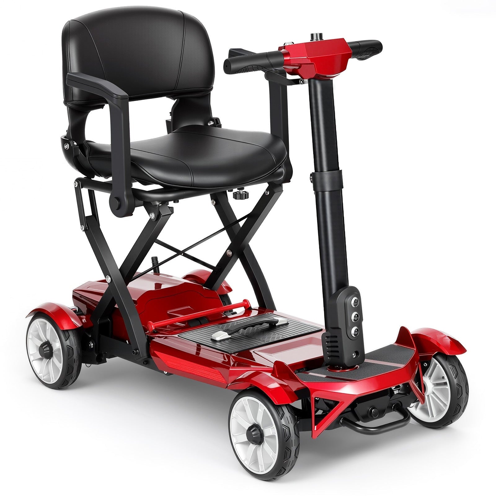 Mobigogo M4 4-Wheel Manual Foldable Mobility Scooter for Seniors – Ultra-Compact & Portable, Up to15-20 Mi Range
