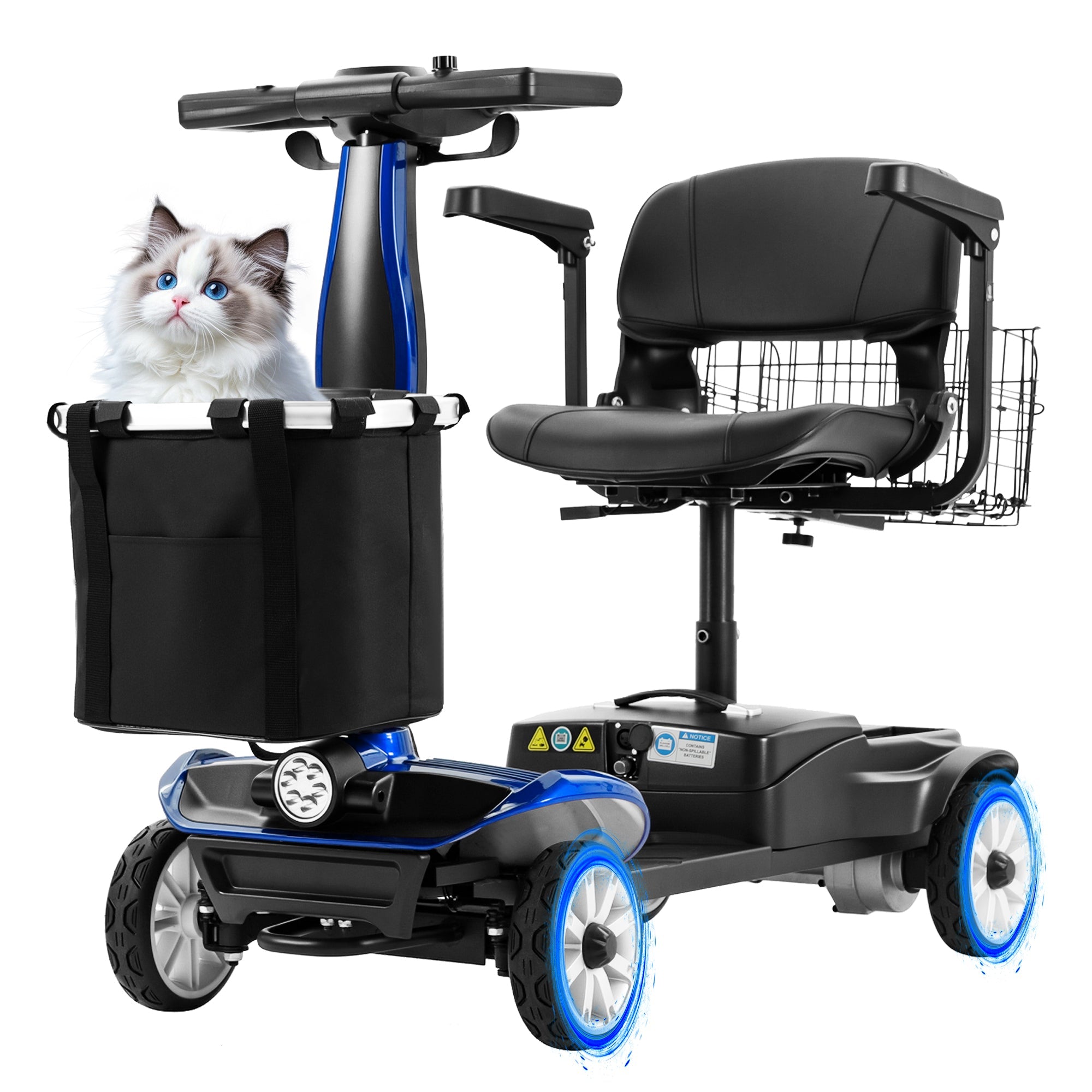 Mobigogo MS01 PRO 4-Wheel Foldable Mobility Scooter for Seniors – 15-Mile Range, 330 lbs Capacity, Lightweight & Travel Friendly