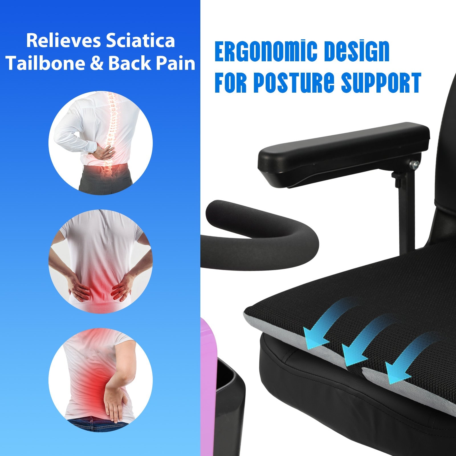 All-Season Gel Seat Cushion - Cooling Gel & Memory Foam | For Scooters & Wheelchairs