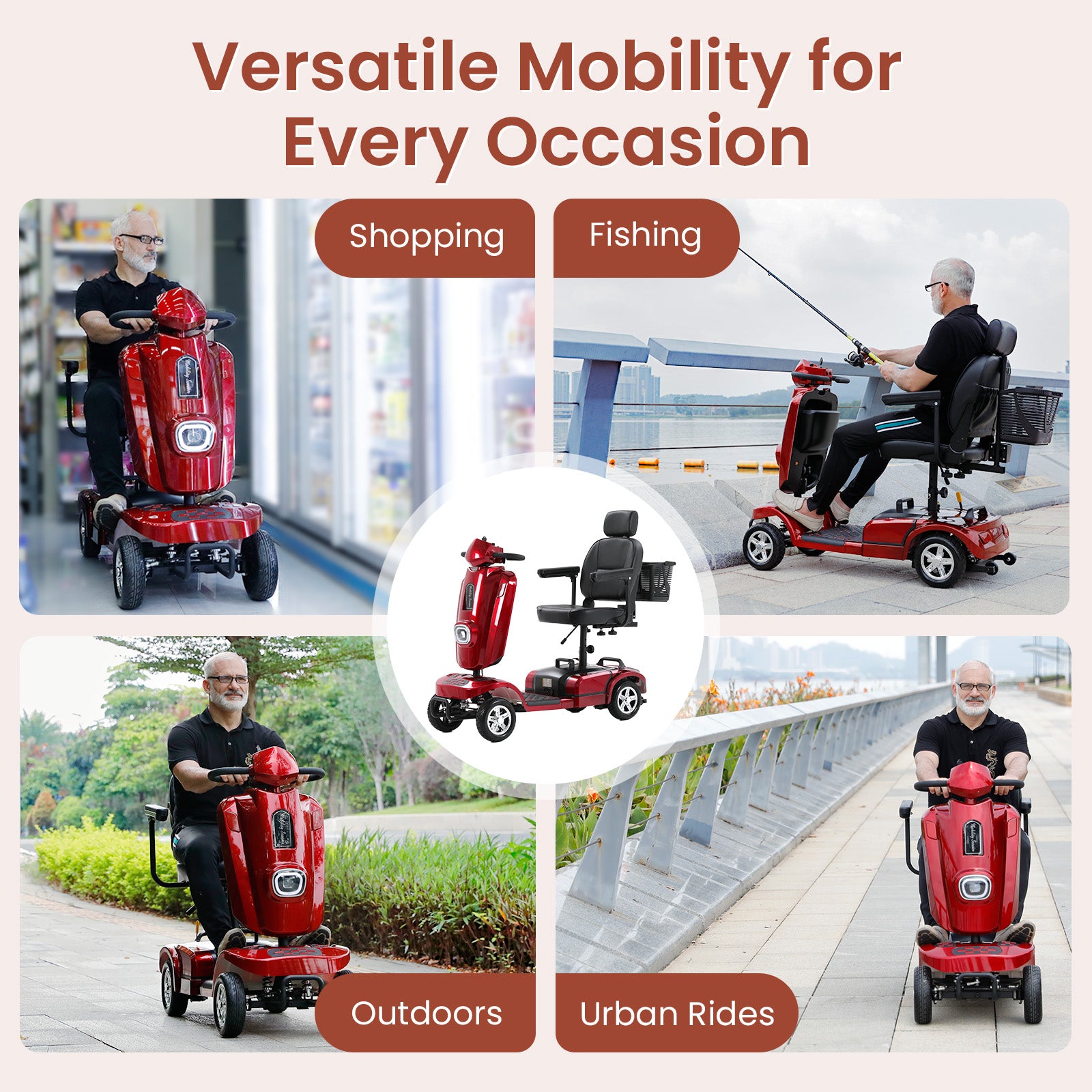 Mobigogo™ MS02 Plus Heavy-Duty Mobility Scooter for Seniors – 16/26-Mile Range | 400 lbs Capacity