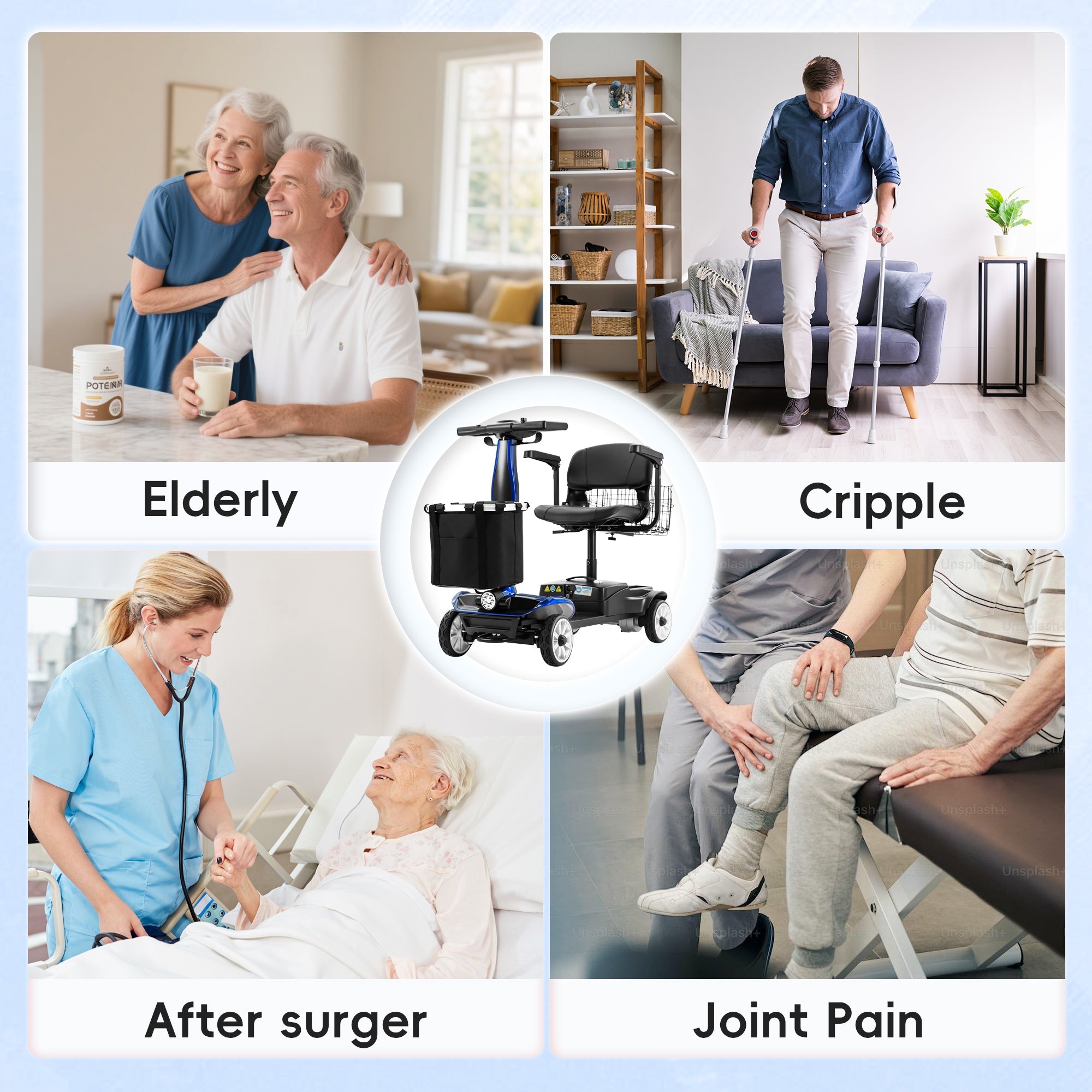 Mobigogo MS01 PRO 4-Wheel Foldable Mobility Scooter for Seniors – 15-Mile Range, 330 lbs Capacity, Lightweight & Travel Friendly