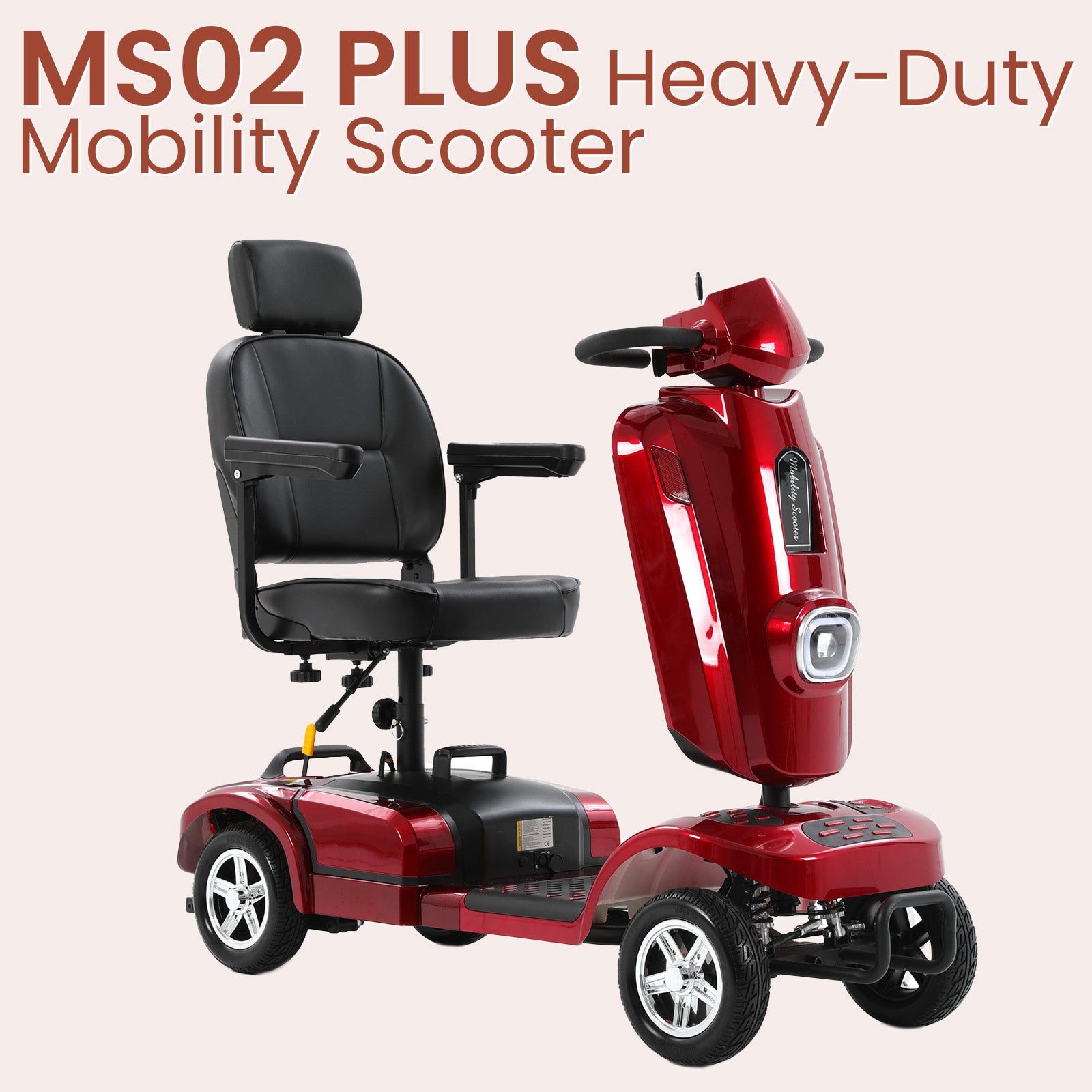 Mobigogo™ MS02 Plus Heavy-Duty Mobility Scooter for Seniors – 16/26-Mile Range | 400 lbs Capacity