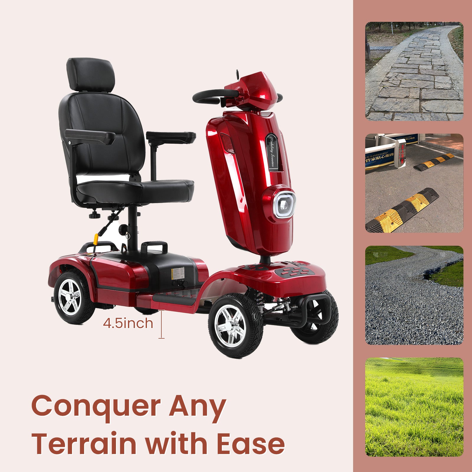 Mobigogo™ MS02 Plus Heavy-Duty Mobility Scooter for Seniors – 16/26-Mile Range | 400 lbs Capacity