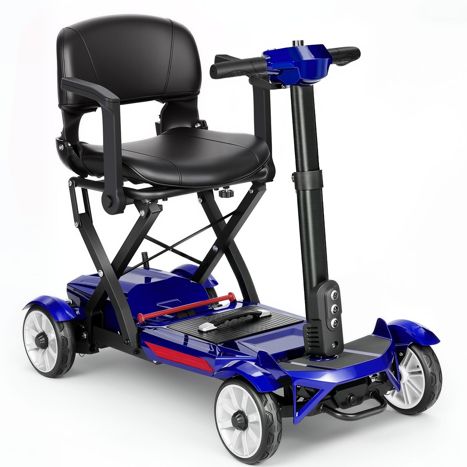 Mobigogo M4 4-Wheel Manual Foldable Mobility Scooter for Seniors – Ultra-Compact & Portable, Up to15-20 Mi Range