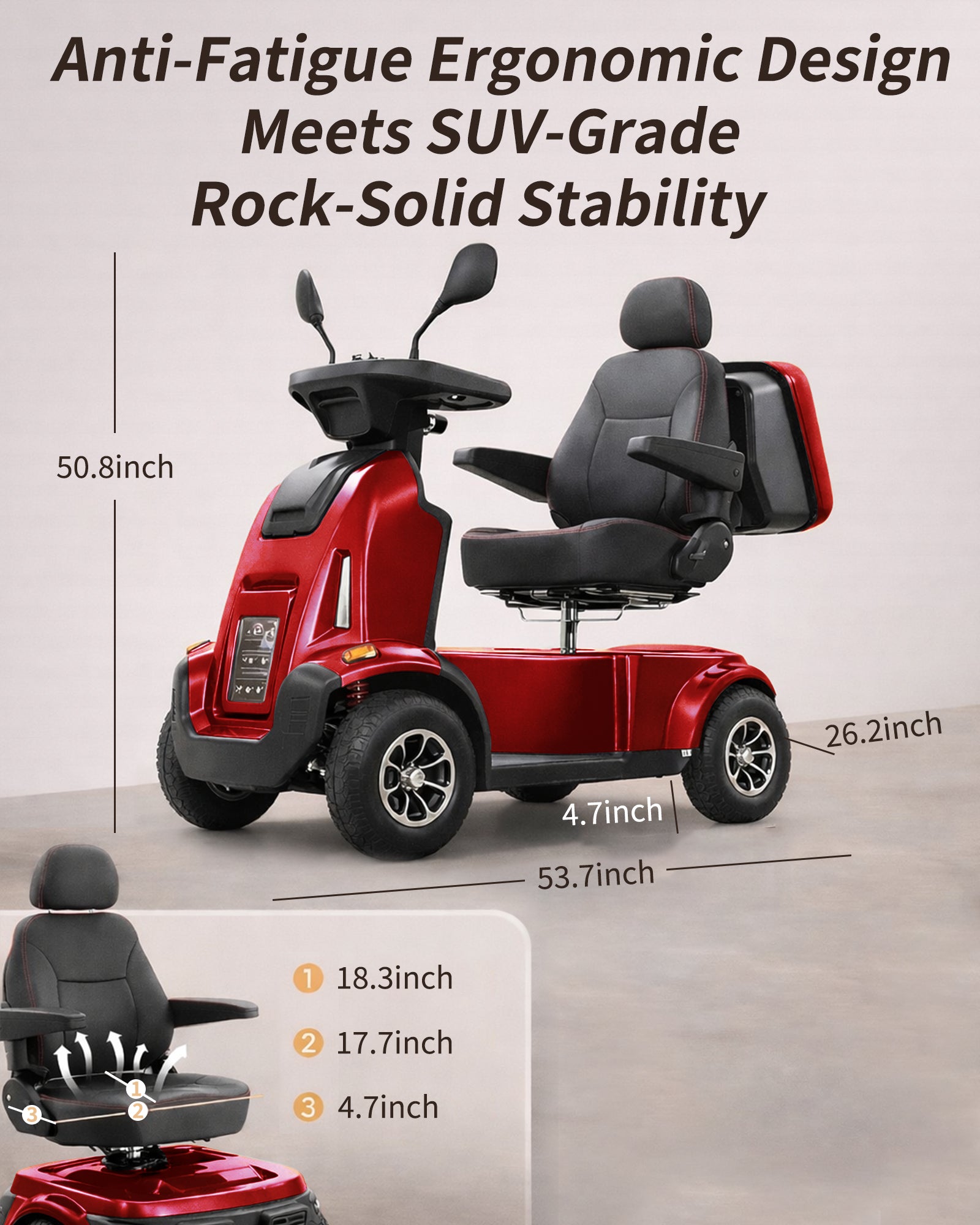 Mobigogo MS03 MAX Heavy-Duty Mobility Scooter for Seniors – 32-Mile Range | 550 lbs Capacity