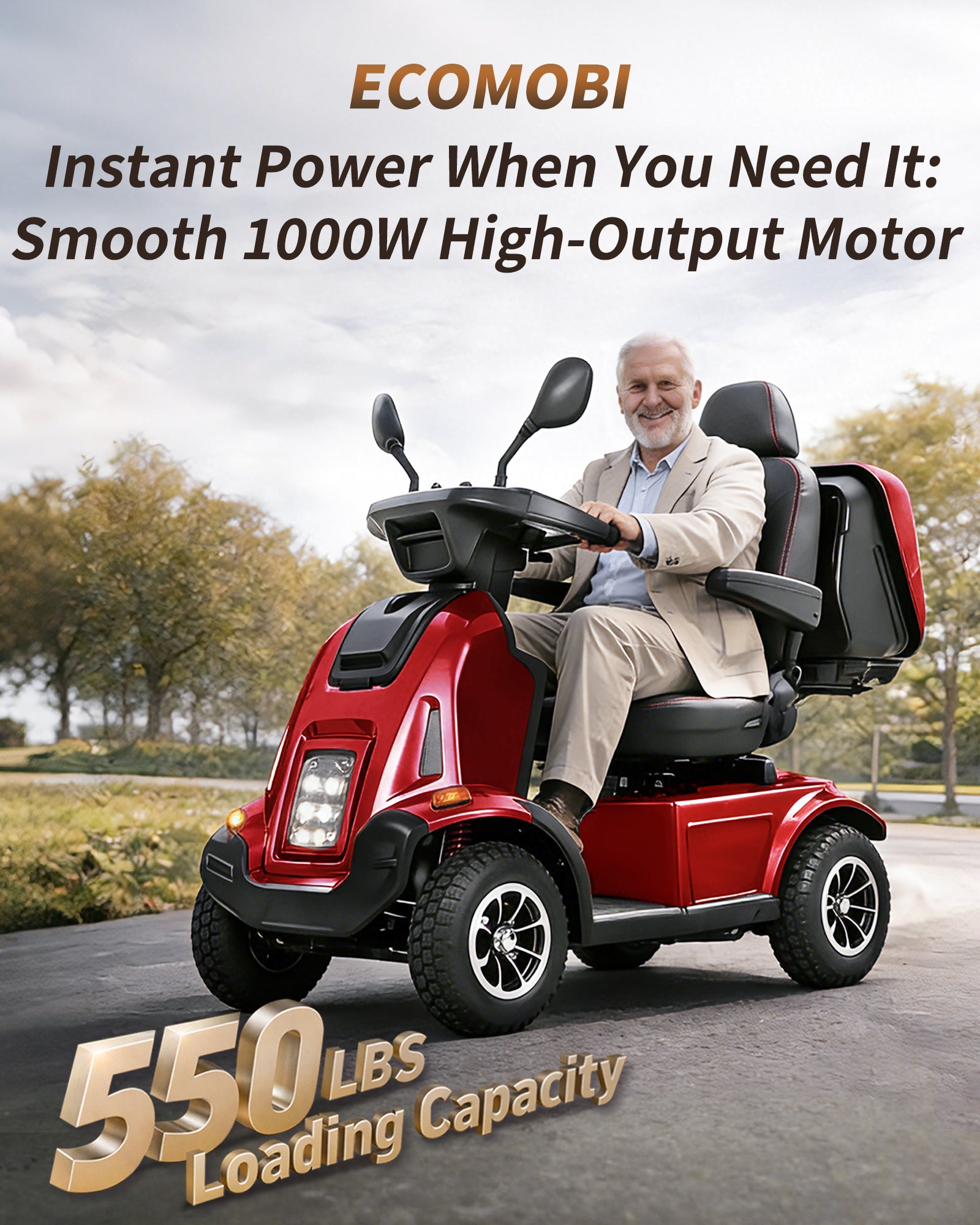 Mobigogo MS03 MAX Heavy-Duty Mobility Scooter for Seniors – 32-Mile Range | 550 lbs Capacity
