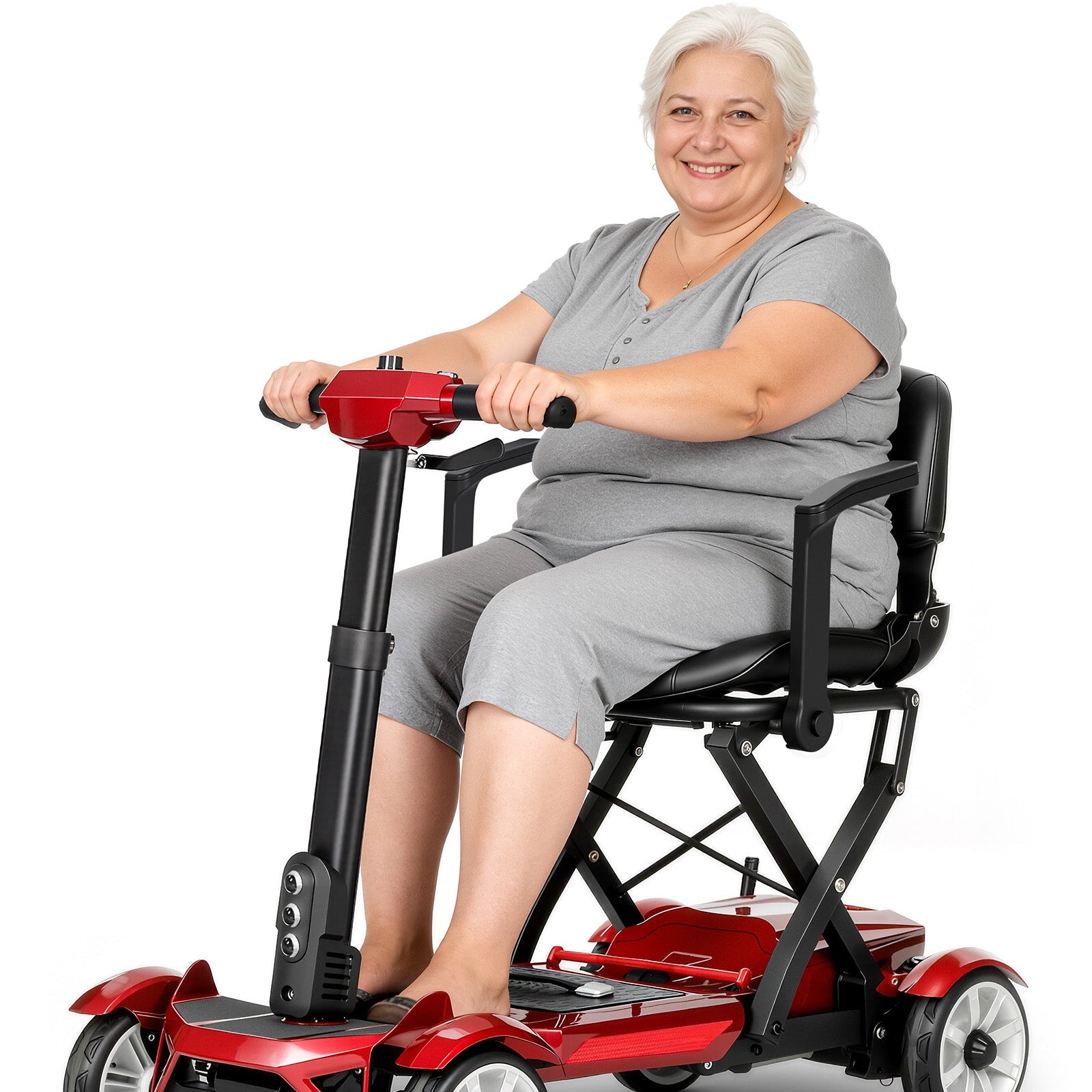 Mobigogo M4 4-Wheel Manual Foldable Mobility Scooter for Seniors – Ultra-Compact & Portable, Up to15-20 Mi Range