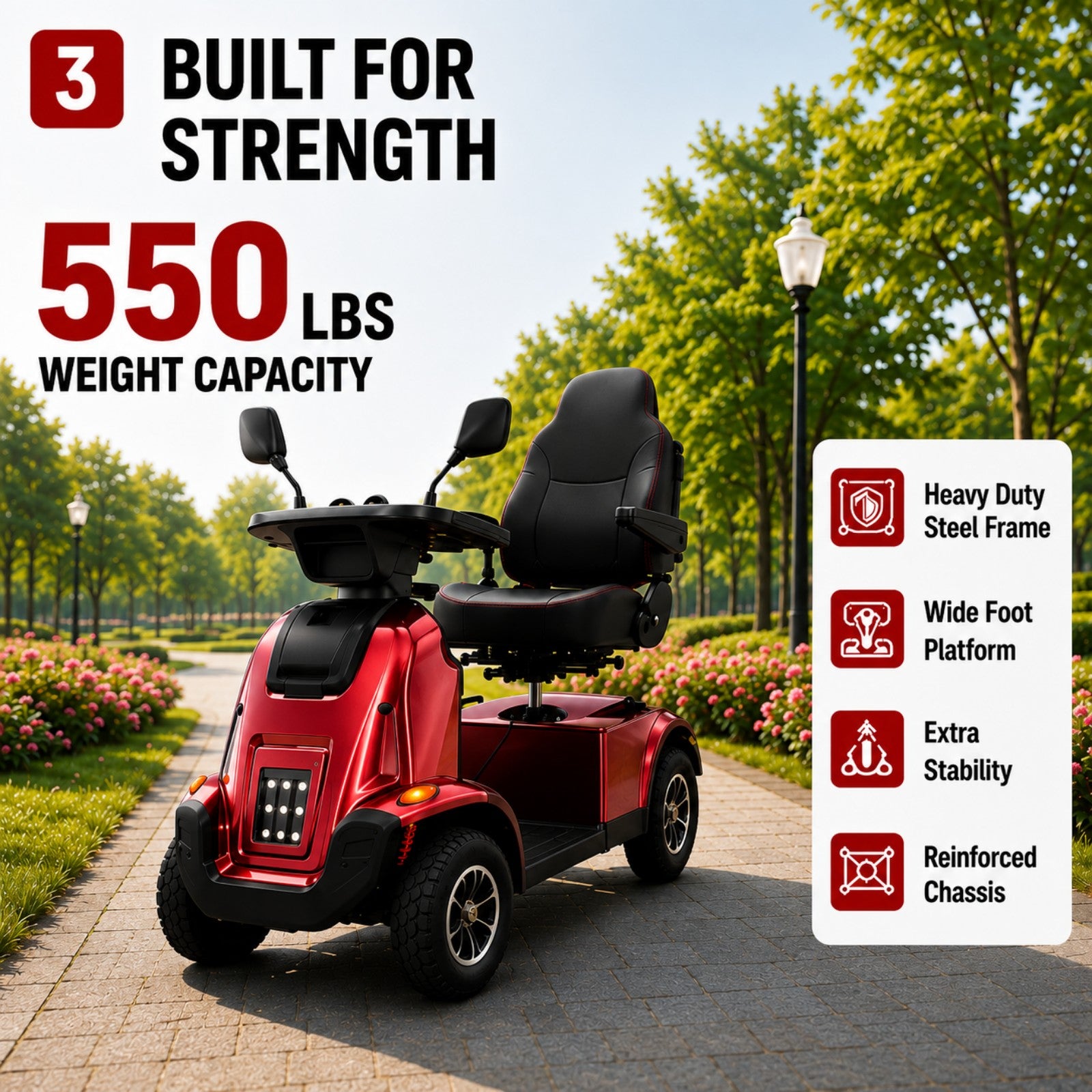 Mobigogo MG03 MAX Heavy-Duty Mobility Scooter for Seniors – 32-Mile Range | 550 lbs Capacity