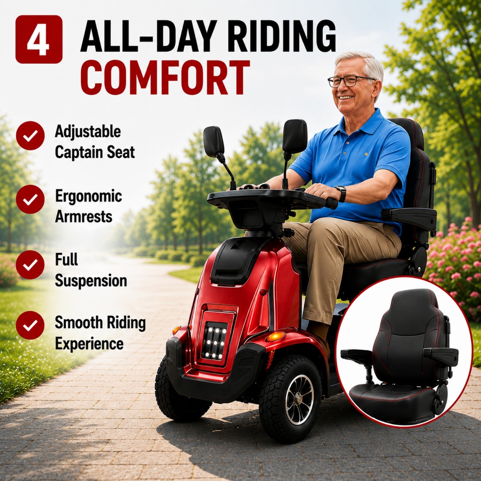 Mobigogo MG03 MAX Heavy-Duty Mobility Scooter for Seniors – 32-Mile Range | 550 lbs Capacity