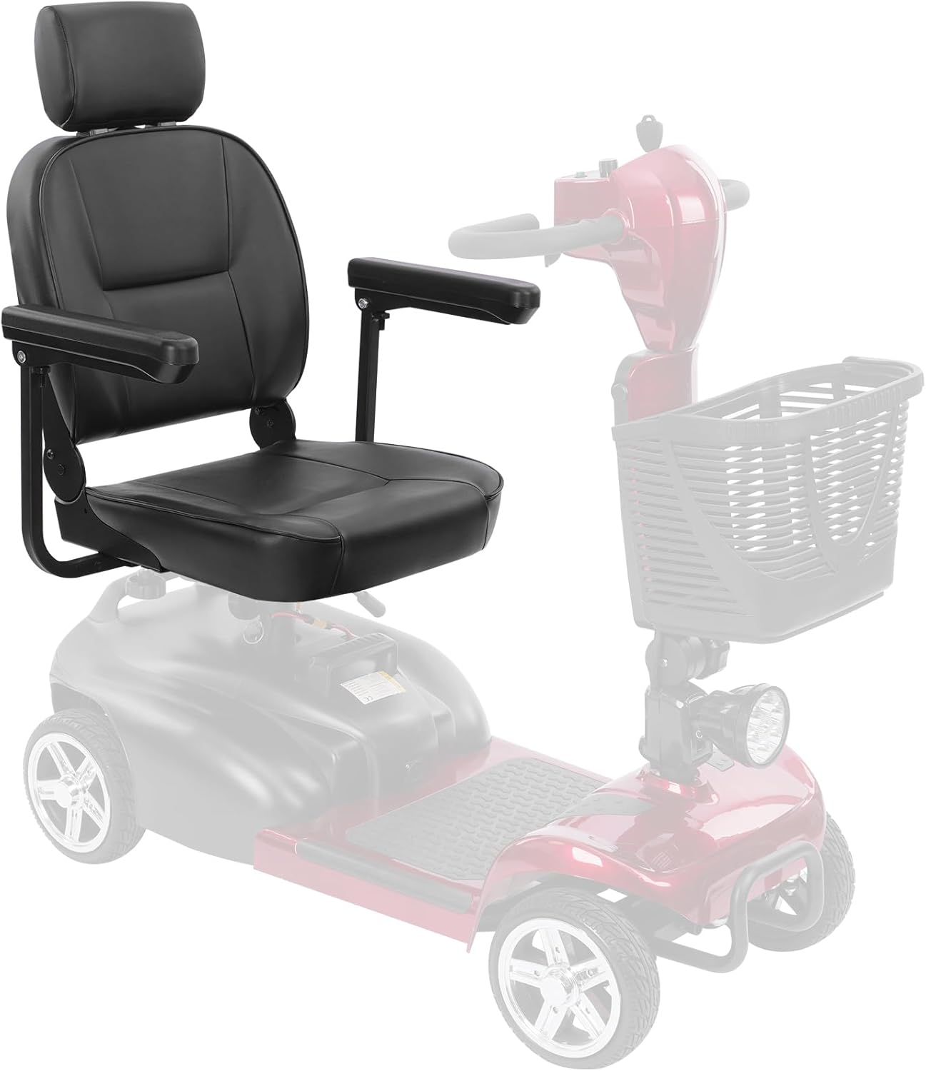 Mobigogo High Back Mobility Scooter Seat - Ergonomic Adjustable Headrest, 10cm Cushion, Foldable for Easy Transportation, Fits MS02/MS02 Pro Mobility Scooters.