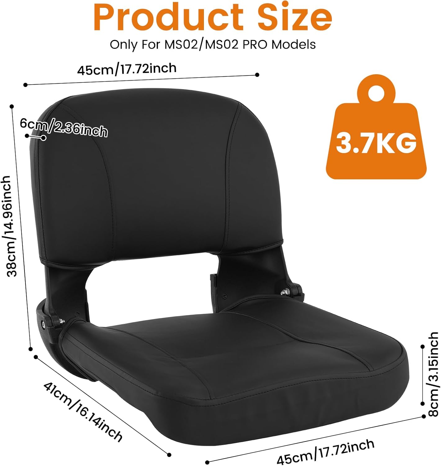 Mobigogo Mobility Scooter Replacement Seat - for MS02/MS02PRO Models, Foldable for Portability and Waterproof, 8 cm Thick Cushion for Comfort