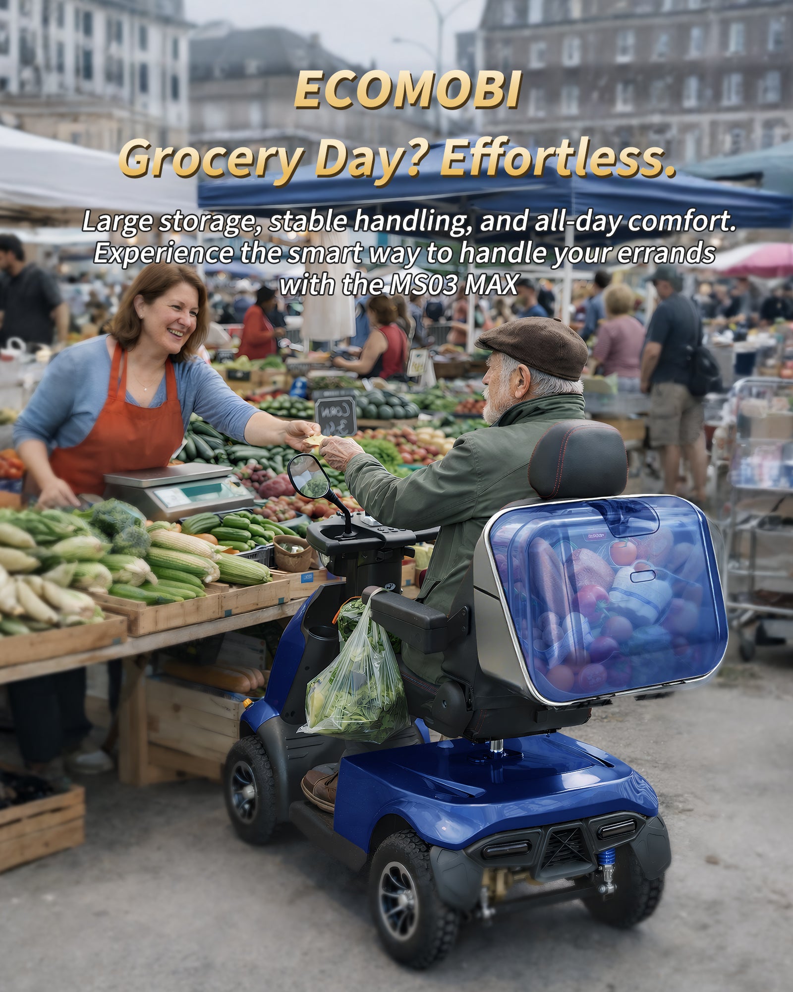 Mobigogo MS03 MAX Heavy-Duty Mobility Scooter for Seniors – 32-Mile Range | 550 lbs Capacity