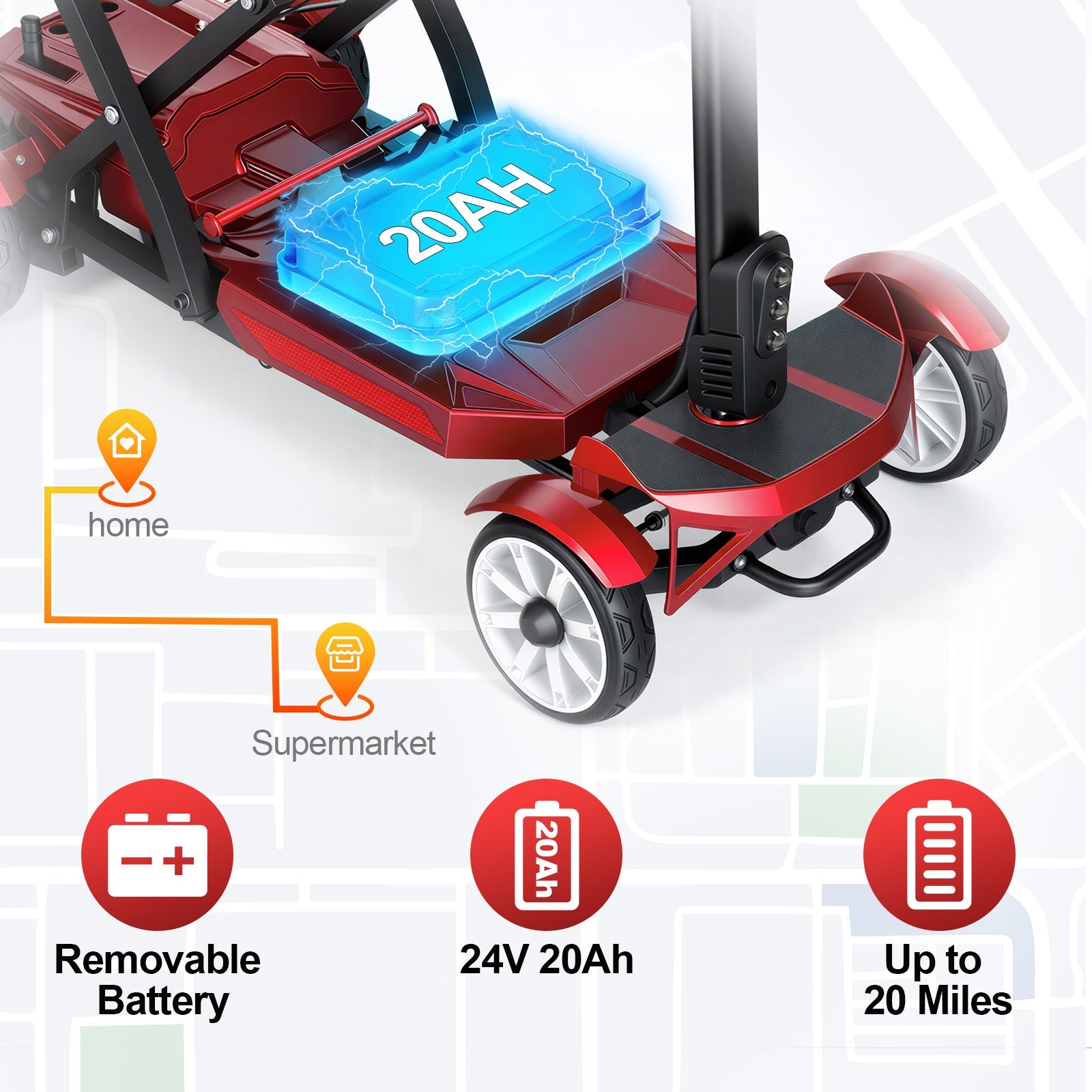 Mobigogo M4 4-Wheel Manual Foldable Mobility Scooter for Seniors – Ultra-Compact & Portable, Up to15-20 Mi Range