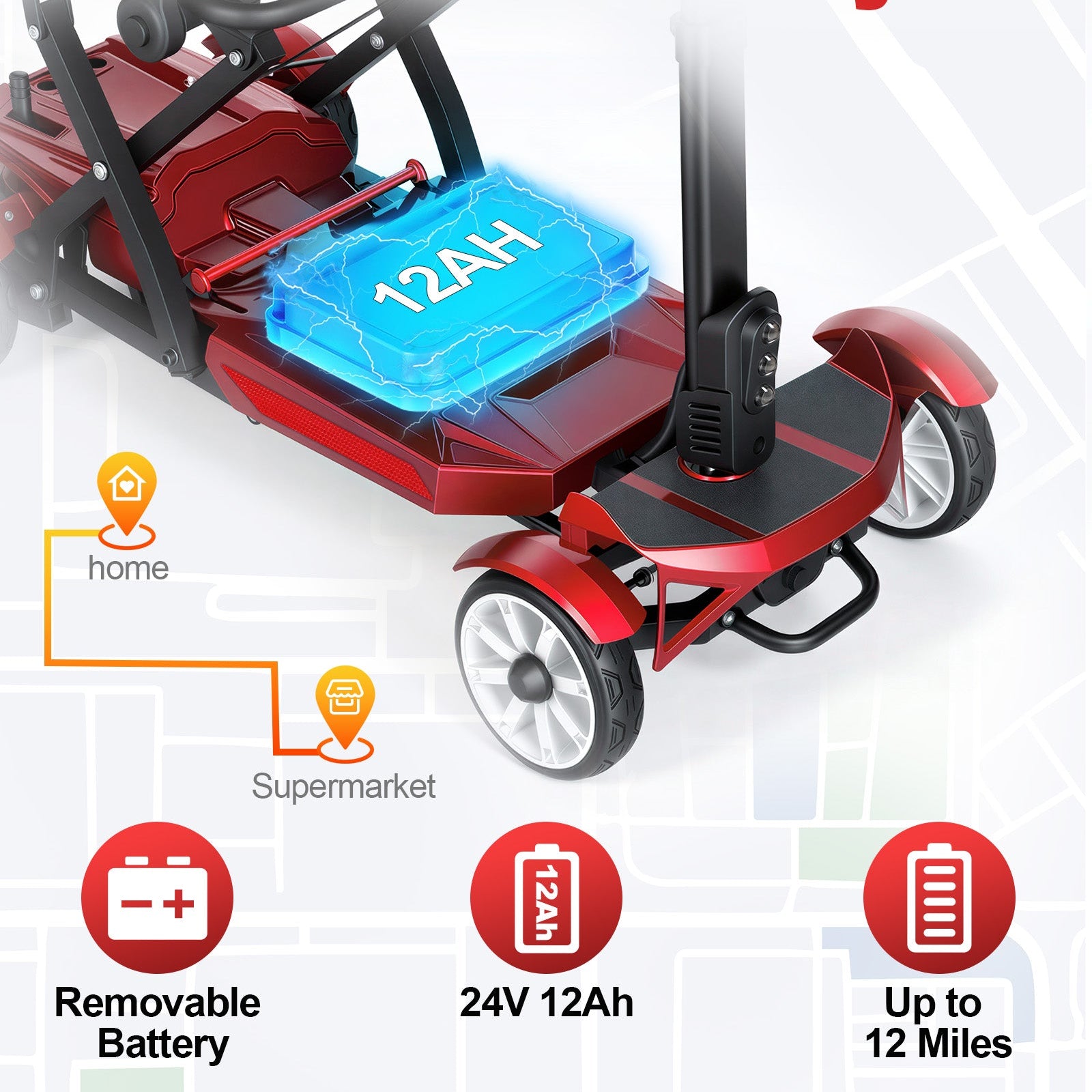 Mobigogo M4 4-Wheel Manual Foldable Mobility Scooter for Seniors – Ultra-Compact & Portable, Up to15-20 Mi Range