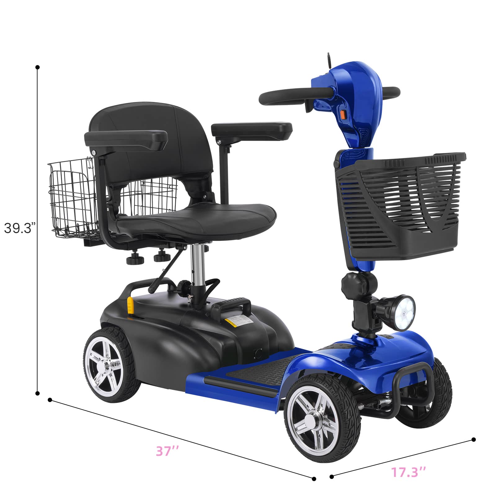 Mobigogo MS02 4-Wheel Mobility Scooter for Seniors – 30-Mile Range | 7 MPH Top Speed