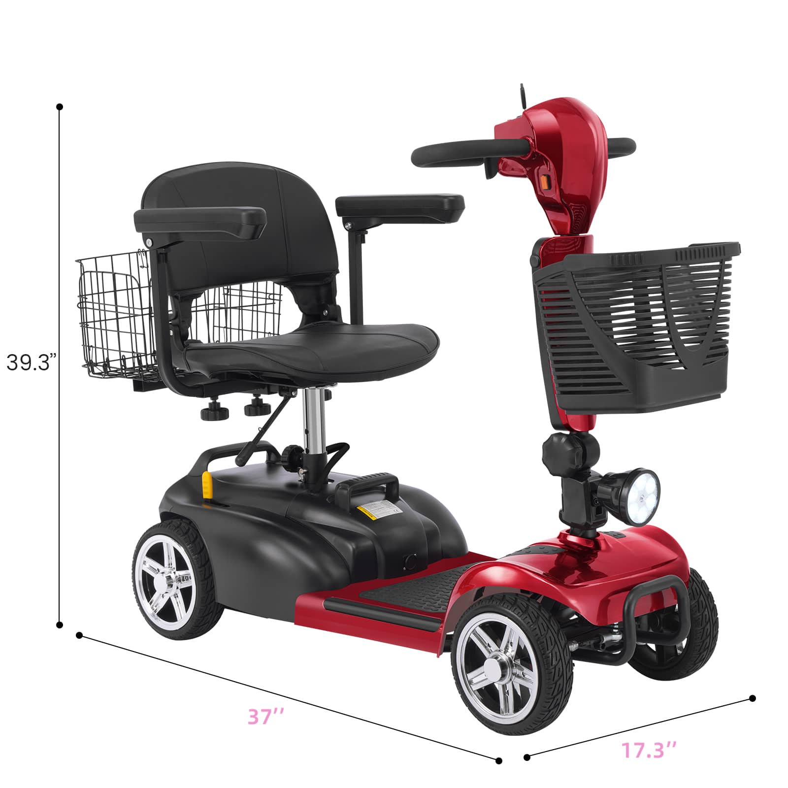 Mobigogo MS02 4-Wheel Mobility Scooter for Seniors – Lightweight & Compact, Up to 15 Mi Range