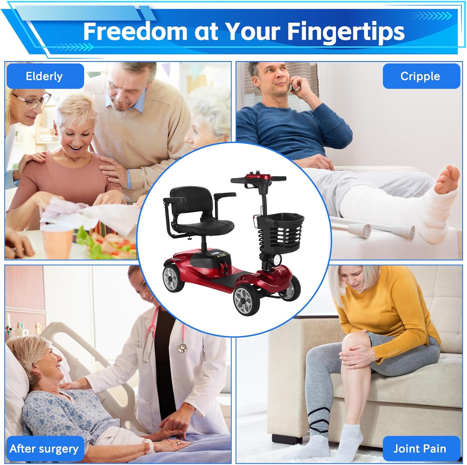 Mobigogo MS01 4-Wheel Foldable Mobility Scooter for Seniors – 15-Mile Range | 300 lbs Capacity