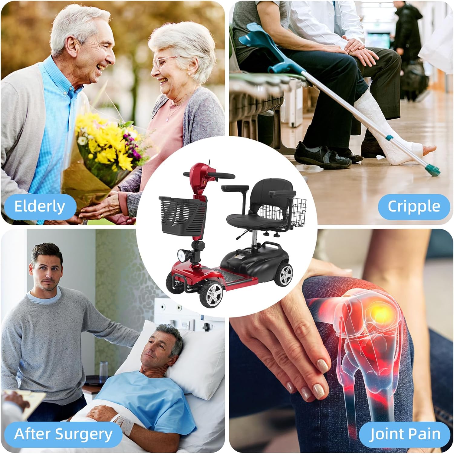 Mobigogo MS02 4-Wheel Mobility Scooter for Seniors – 30-Mile Range | 7 MPH Top Speed