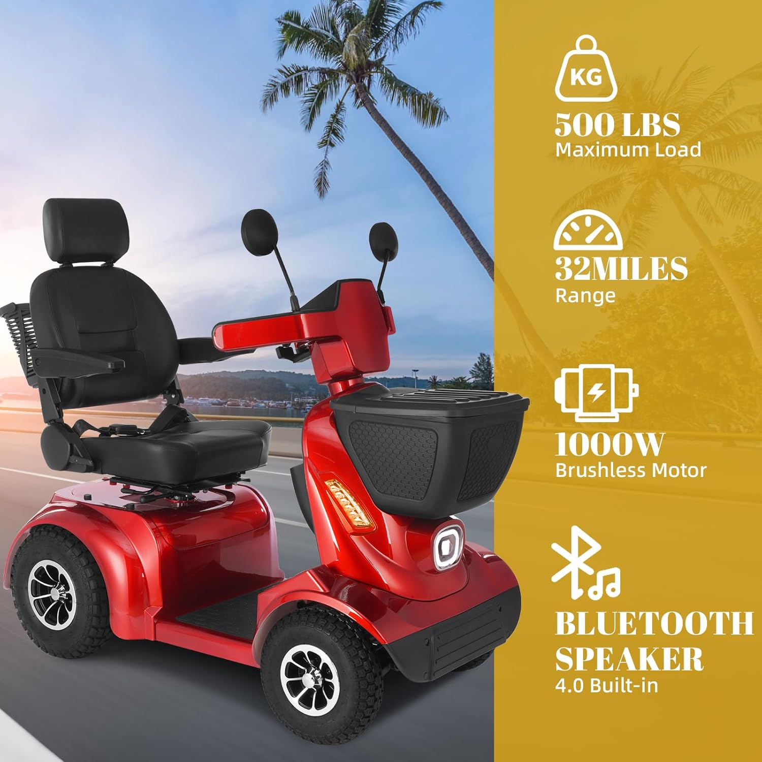 Mobigogo MS02 MAX Heavy-Duty Mobility Scooter for Seniors – 32-Mile Range | 500 lbs Capacity