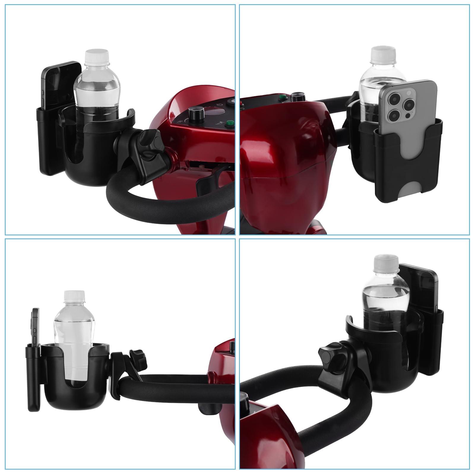 Mobigogo Multifunctional Cup Holder - 360° Rotating with Phone Holder | For Scooters & Wheelchairs