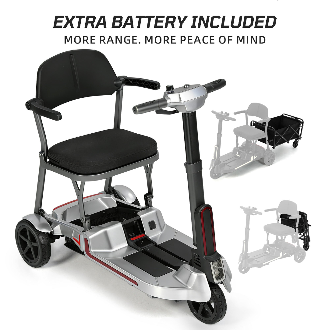 【Introducing the All-New Mobigogo™ M3】Mobigogo™ M3 Lightweight Foldable Mobility Scooter for Seniors – 30 lbs, 33" Turning Radius, 20/32-Mile Range