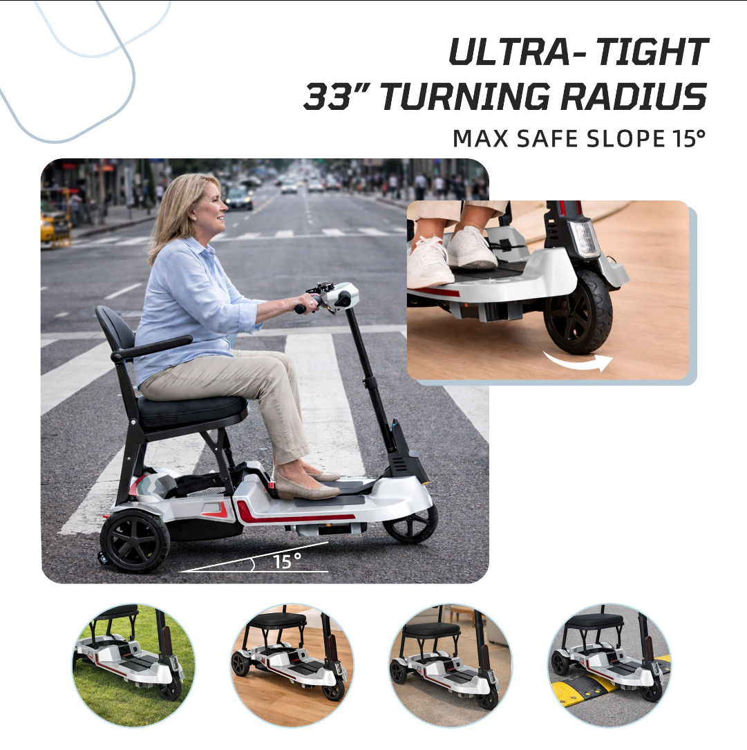 【Introducing the All-New Mobigogo™ M3】Mobigogo™ M3 Lightweight Foldable Mobility Scooter for Seniors – 30 lbs, 33" Turning Radius, 20/32-Mile Range