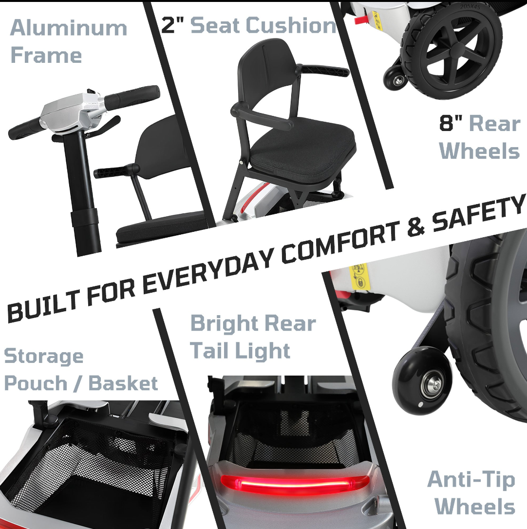 【Introducing the All-New Mobigogo™ M3】Mobigogo™ M3 Lightweight Foldable Mobility Scooter for Seniors – 30 lbs, 33" Turning Radius, 20/32-Mile Range